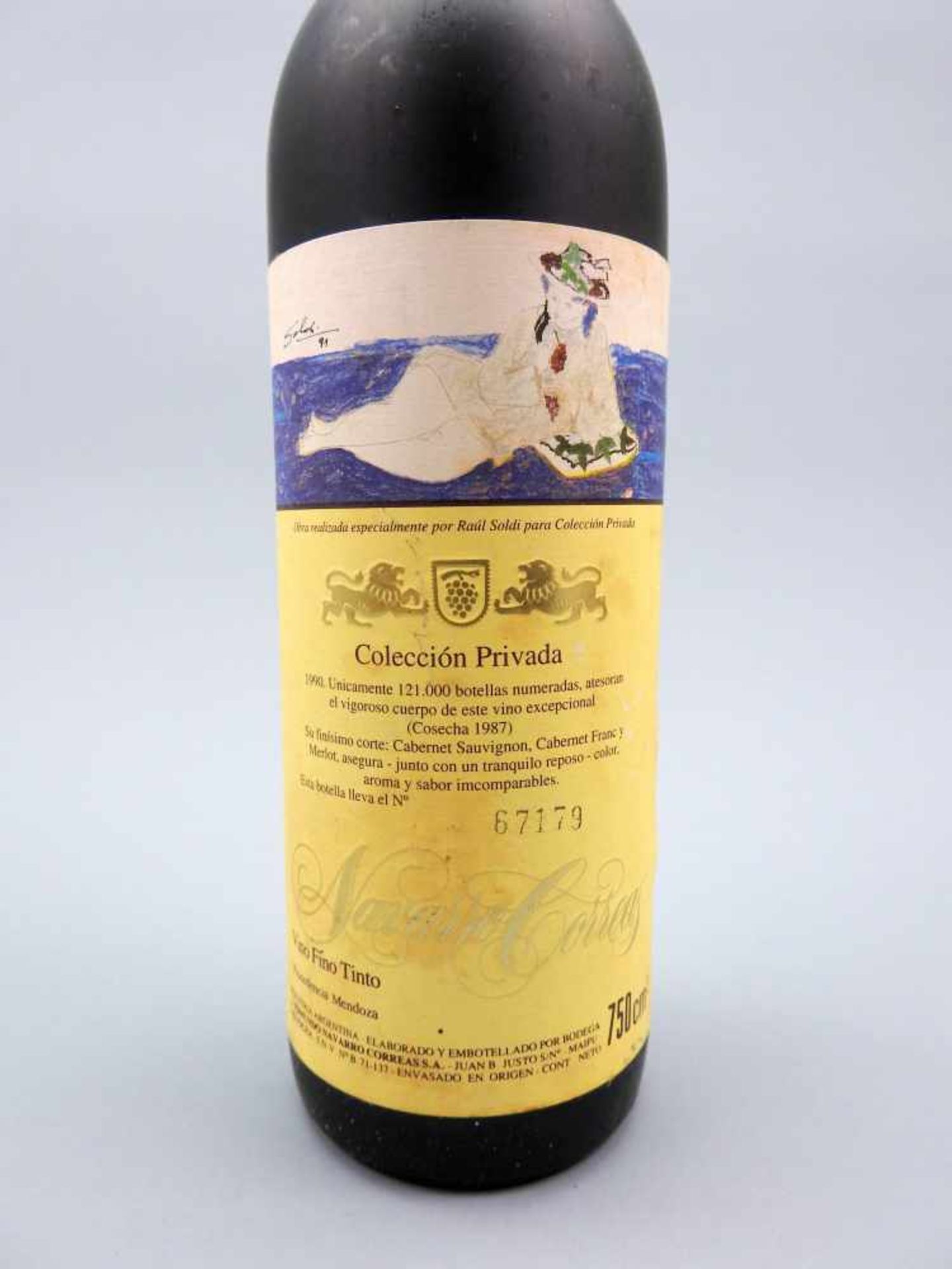 Cabernet Sauvignon, Colecctión PrivadaNavarro Correas, Jahrgang 1987, Inhalt 750 ml. - Bild 2 aus 3