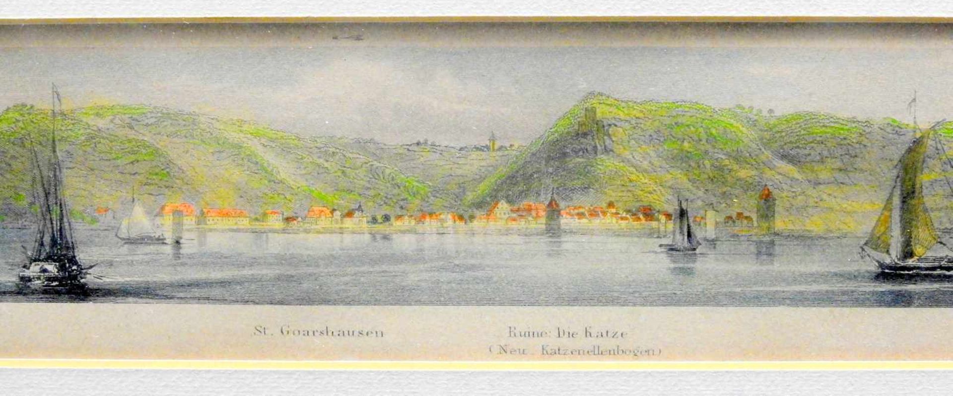 Uferansicht des RheinsKolorierter Kupferstich/Papier. Dargestellt ist das rechte Ufer - Bild 6 aus 9