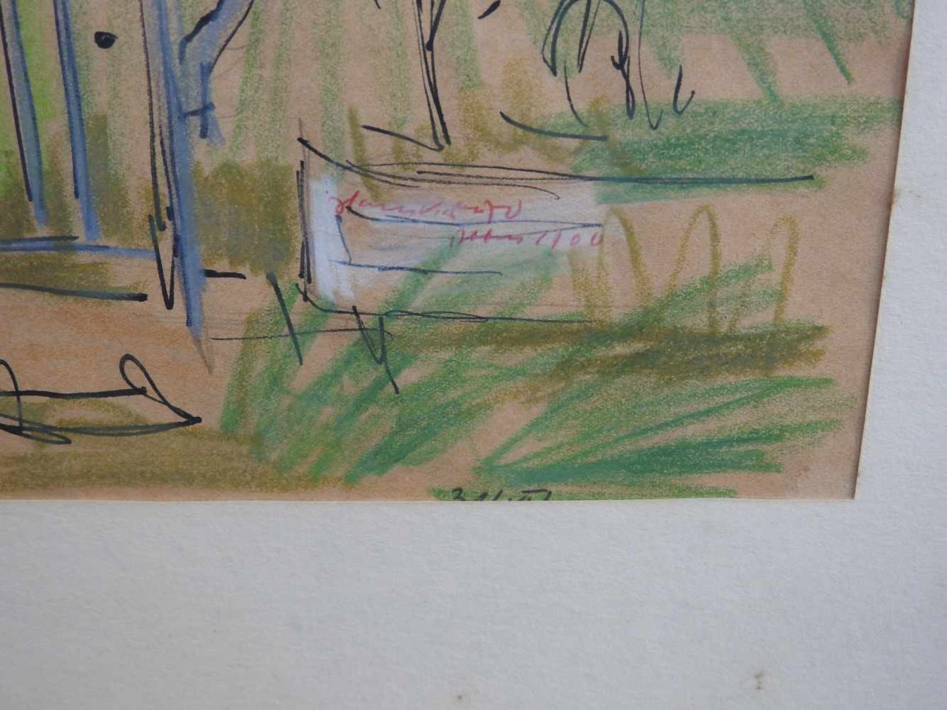 Blick auf eine LandstraßeBleistiftzeichnung auf Papier, die Grundzeichnung mit Tinte. - Image 3 of 3