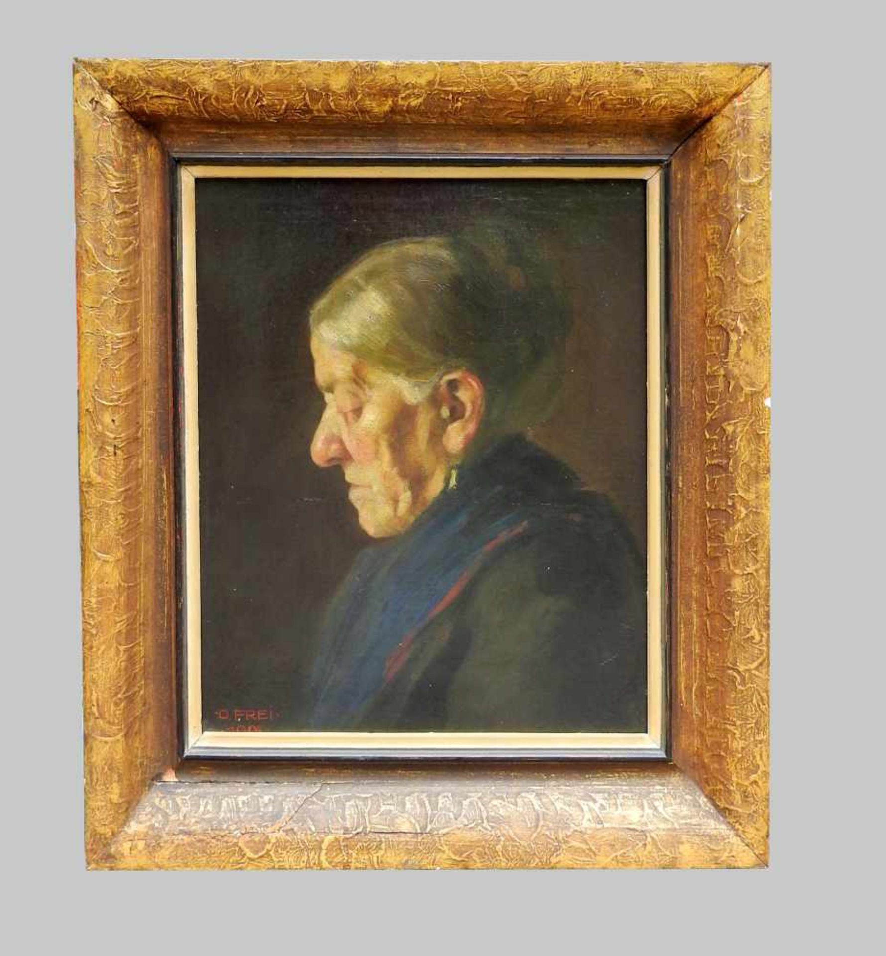 Portrait einer alten DameÖl/ Leinwand, doubl. Impressionistisches Portrait einer alte - Image 2 of 5