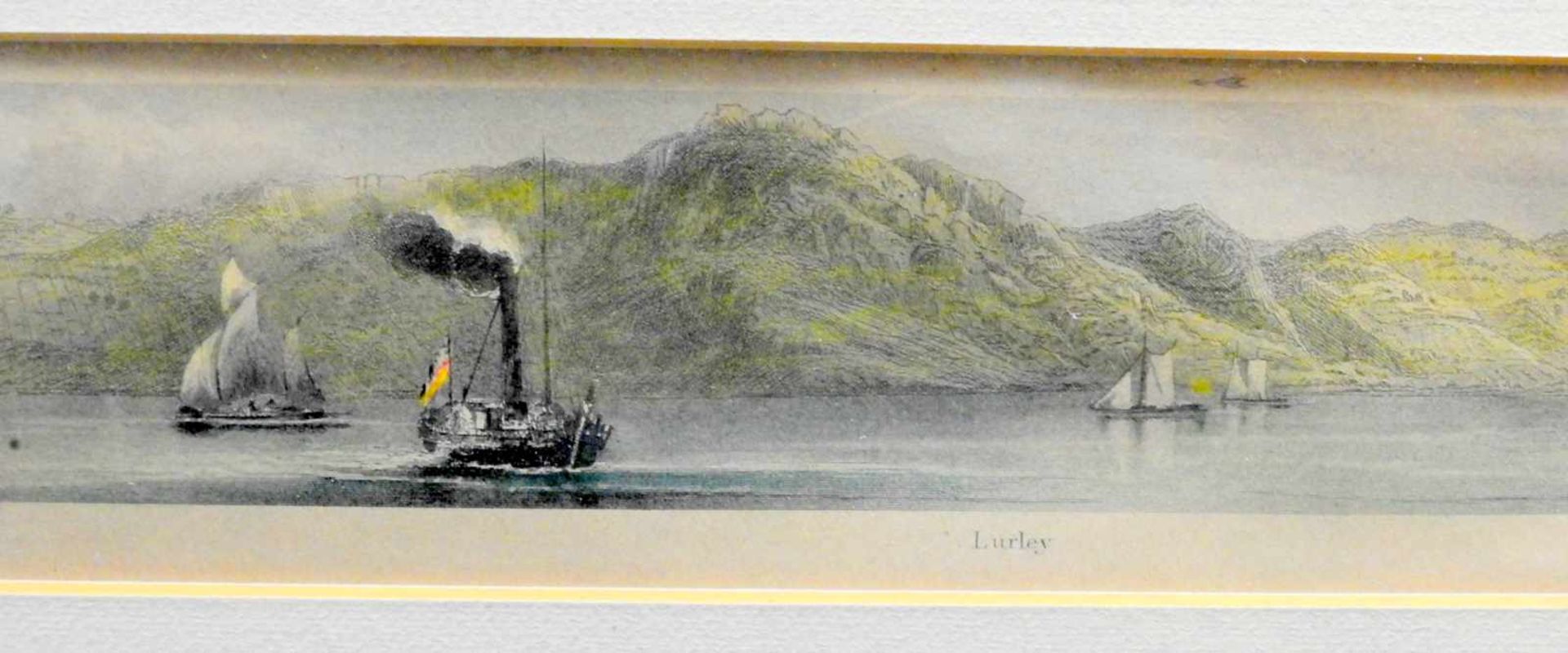 Uferansicht des RheinsKolorierter Kupferstich/Papier. Dargestellt ist das rechte Ufer - Bild 8 aus 9