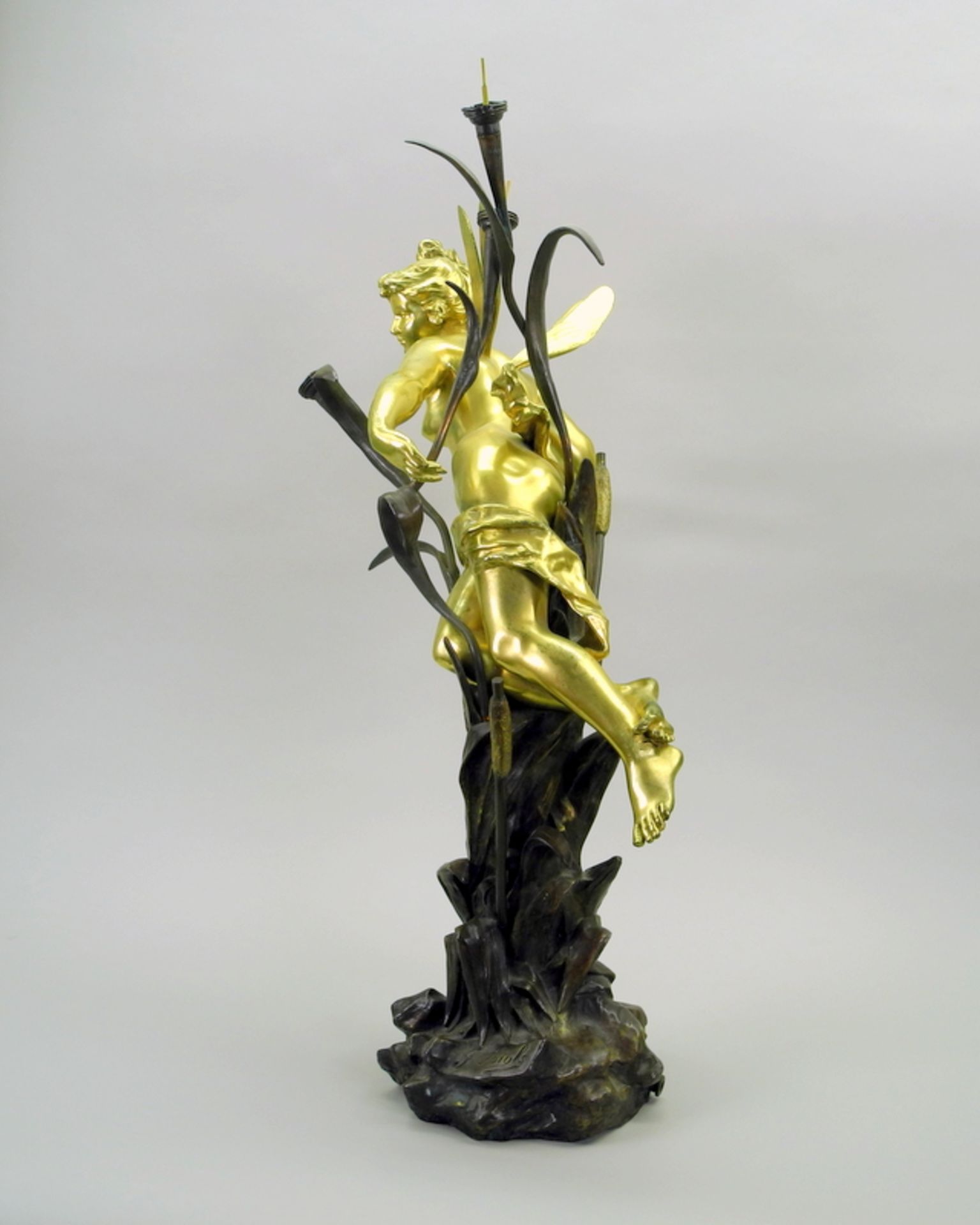 Gustavo Obiols Delgado, 1858 - 1902 SpanienBronze, gold und braun patiniert. Junge Nym - Bild 3 aus 13