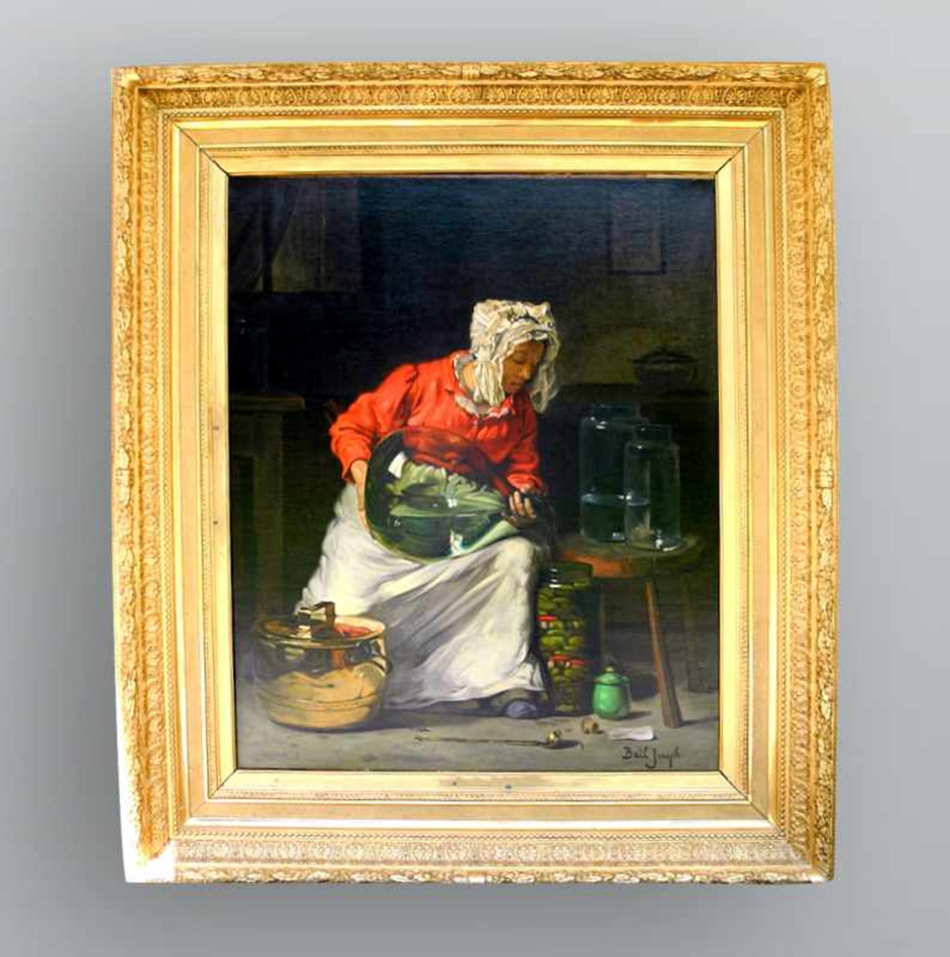 Joseph Bail, 1862 Limonest – 1921 ParisÖl/Leinwand, doubliert, “La Ménagère”. - Bild 6 aus 6