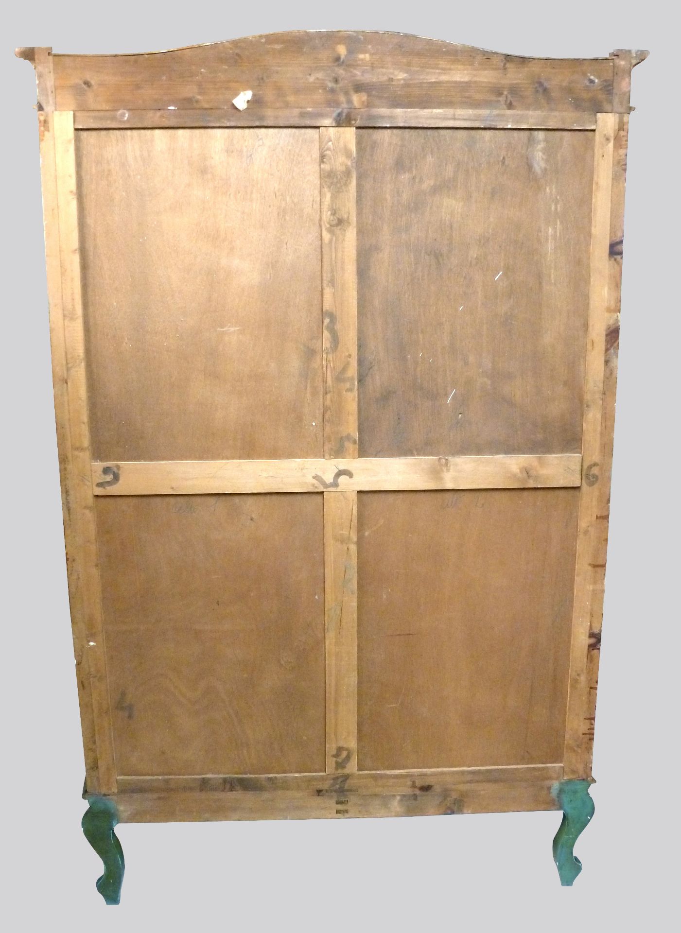 RundbogenschrankHolz, bemalt. Mit Blumenbouquets fein bemalter Rundbogenschrank. Guter - Bild 4 aus 4