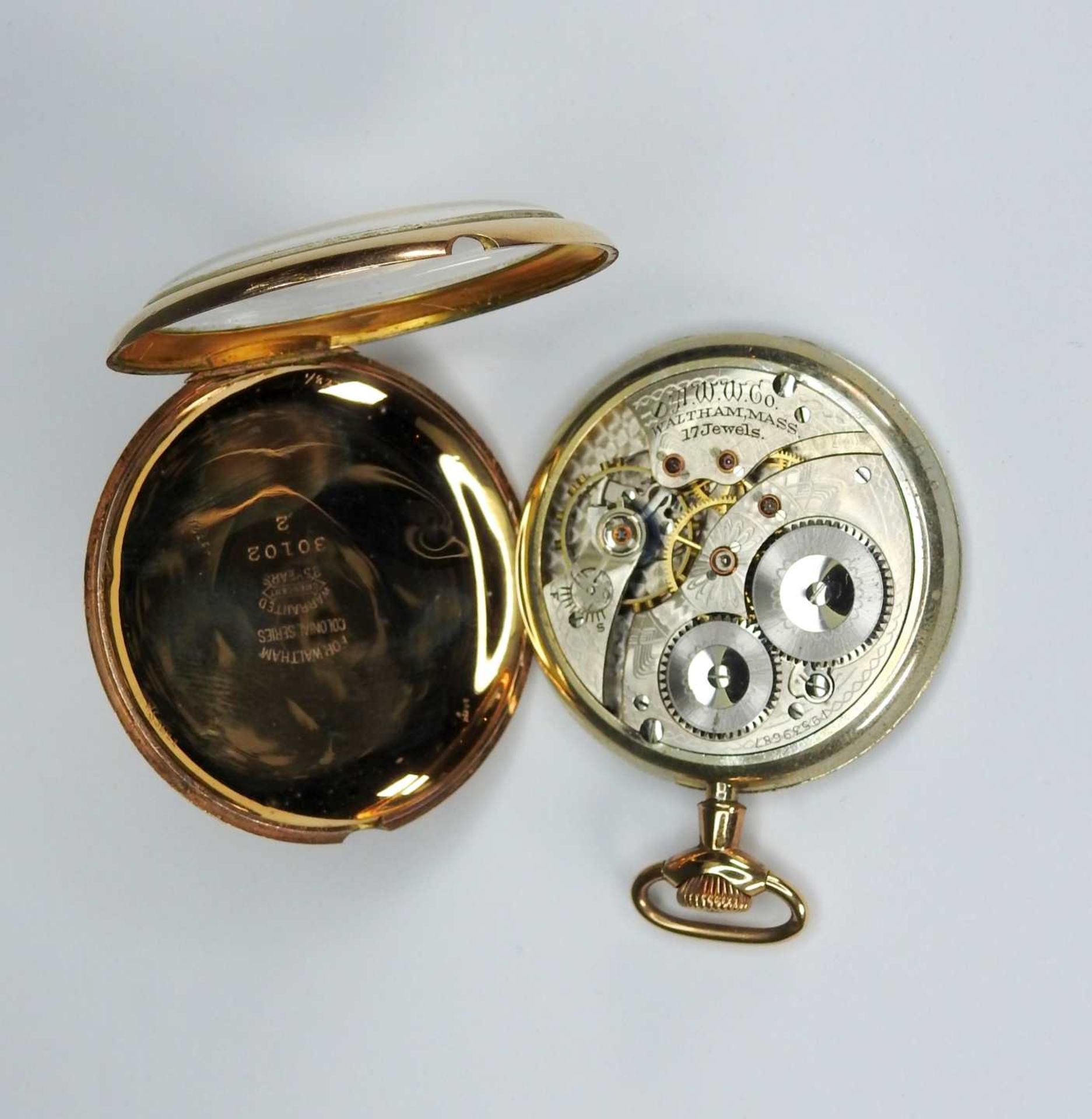 Waltham, TaschenuhrMetall vergoldeter Deckel. Stahl-Uhrwerk, Colonial Series 17 Jewels - Image 6 of 7