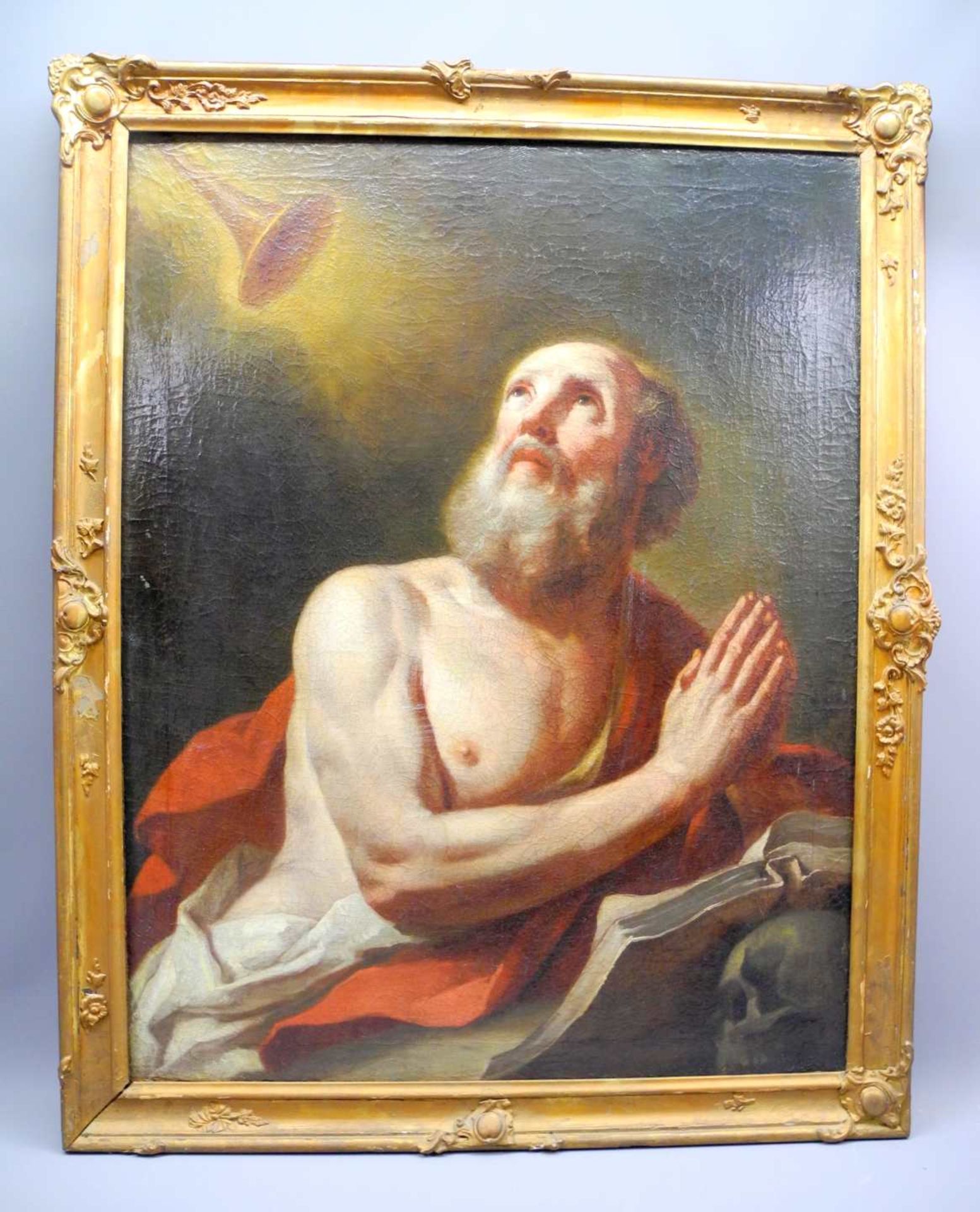 Die Vision des Heiligen HieronymusÖl/Leinwand. Darstellung des Hl. Hieronymus mit Buc - Image 2 of 4