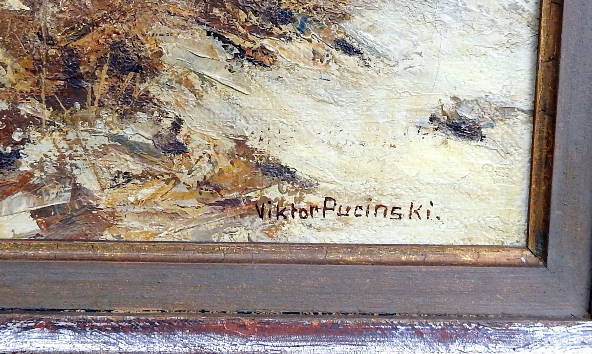 Victor Pucinski, 1882 Schwarzenau – 1952 Düsseldorf Öl/Leinwand. Rebhühner vor ei - Bild 4 aus 5