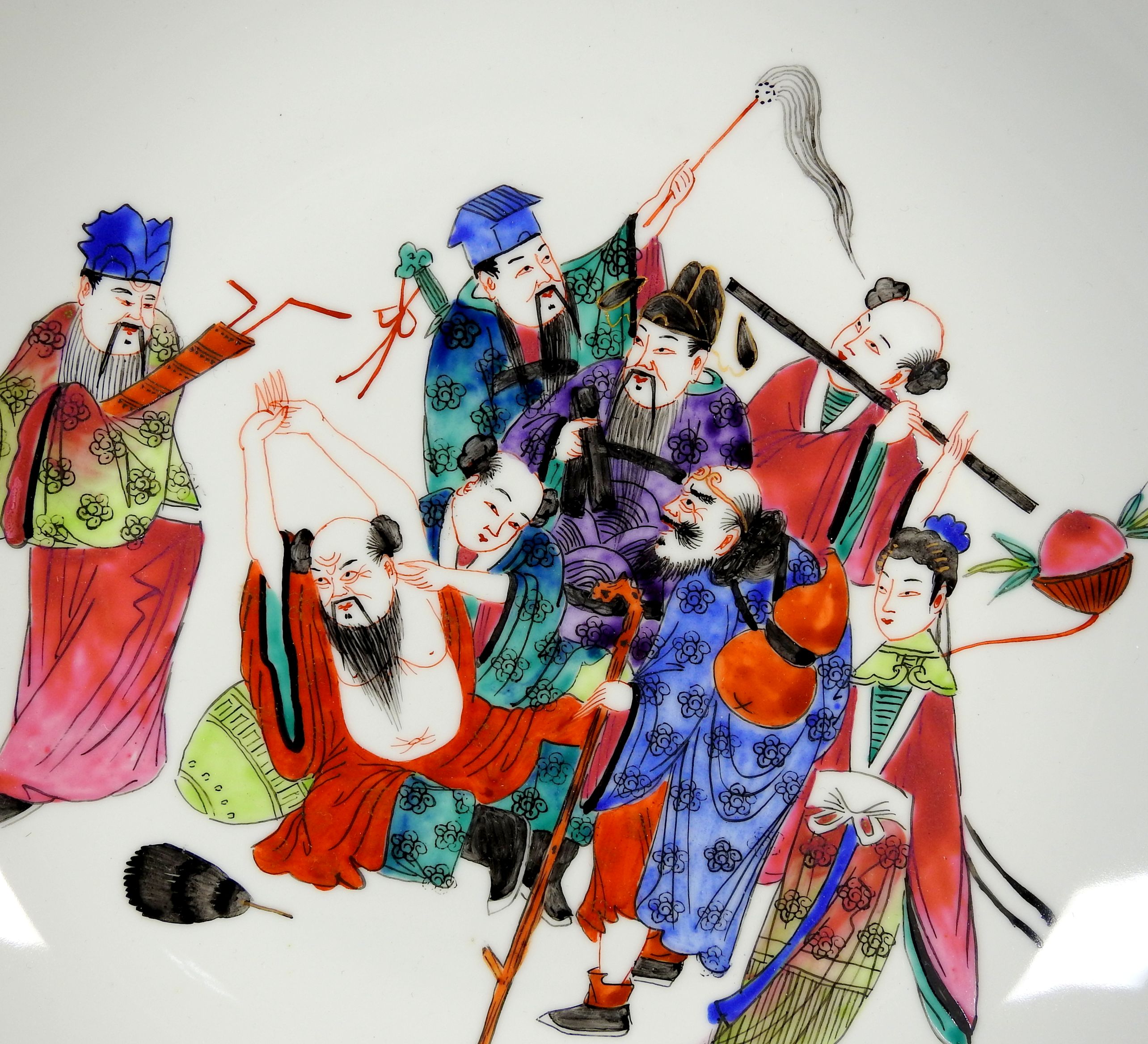 Chinesischer Schauteller Porzellan, polychrom und goldstaffiert. Schauteller im Spiege - Bild 2 aus 4