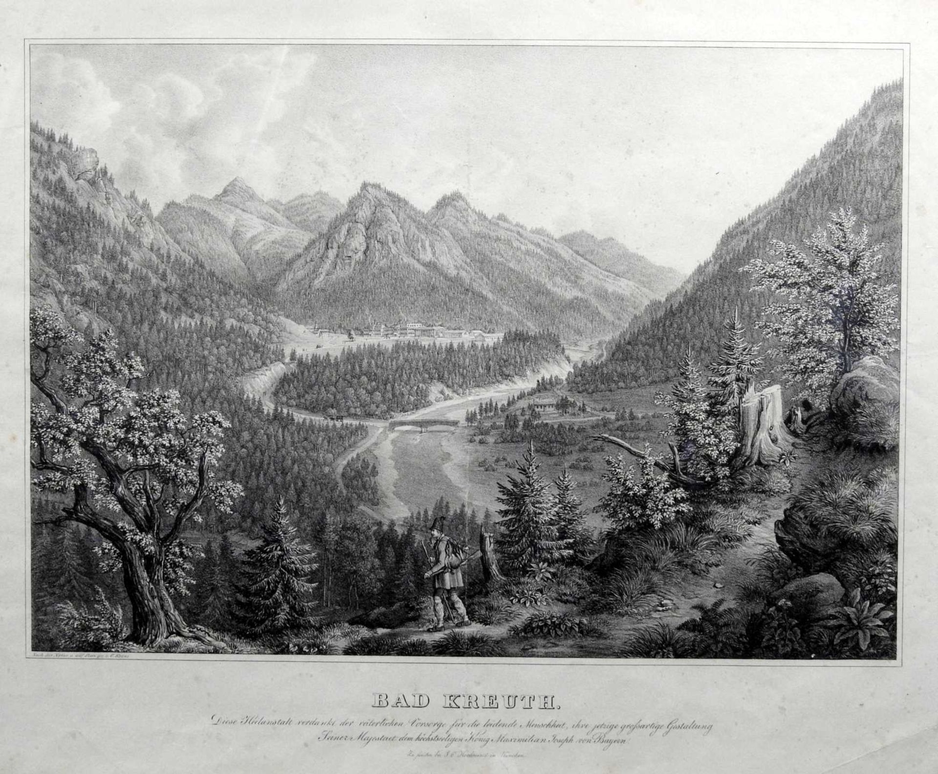 Gustav Kraus, 1804 Passau – 1852 München Lithographie/Papier. Blick von einer Anhö