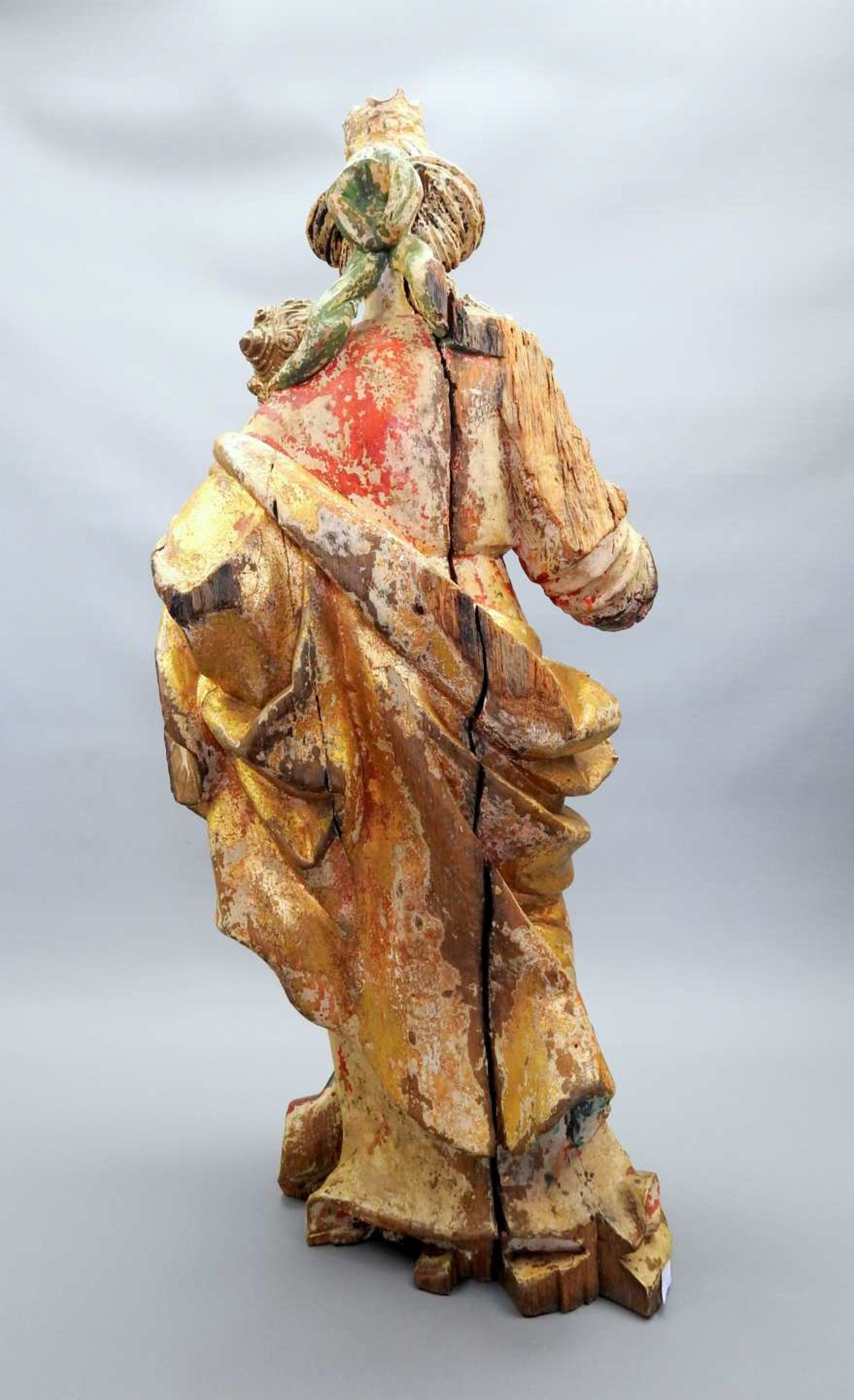 Gottesmutter mit Jesuskind Holz, original polychrom gefasst und goldstaffiert. Maria, - Image 7 of 8