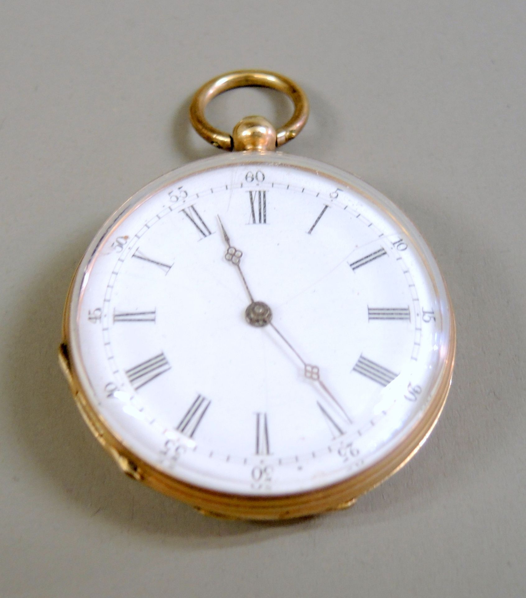 Vacheron, Kleine Taschenuhr 14 K Gold-Gehäuse, gestempelt. Metall-Staubdeckel. Weiße