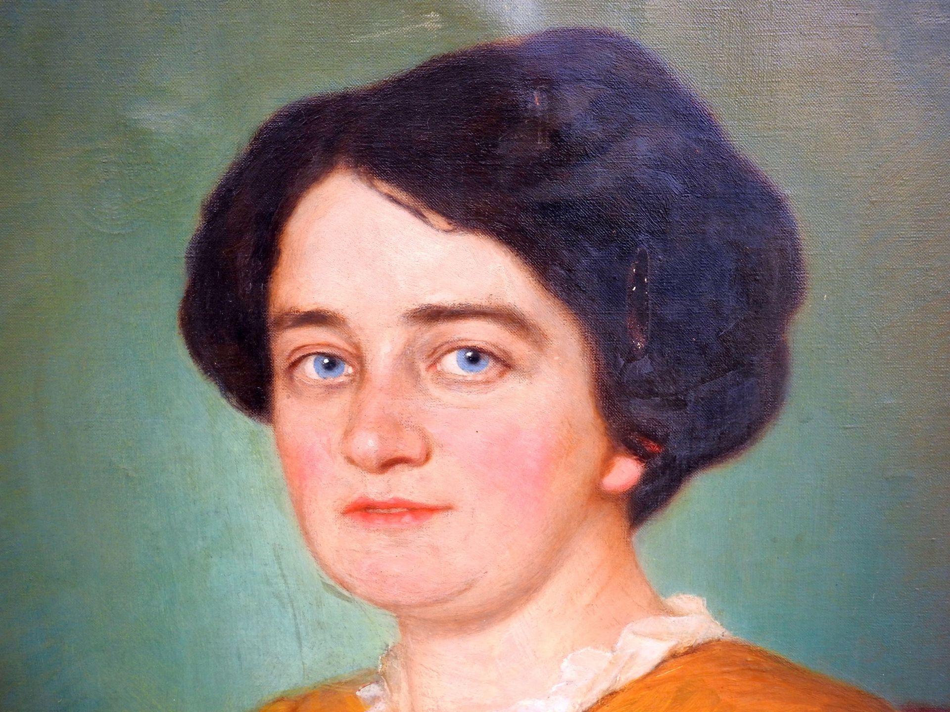 Biedermeier Damenportrait Öl/Leinwand. Brustbildnis einer elegant gekleideten Frau mi - Image 3 of 9