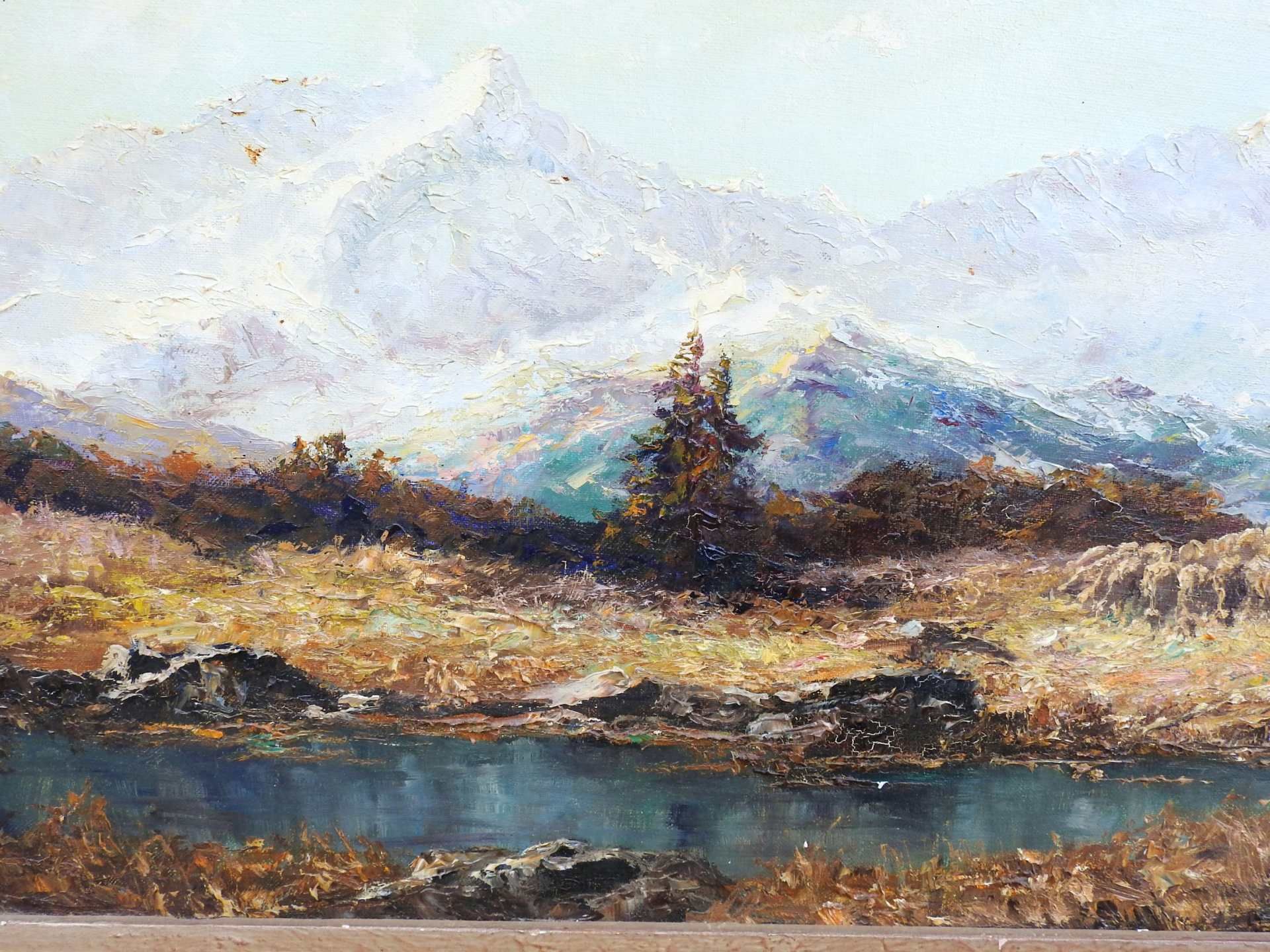 Otto Pippel, 1878 Lodz - 1960 Planegg Öl/Leinwand. Blick von der Pfeiffer-Alm ins Wet - Image 5 of 10