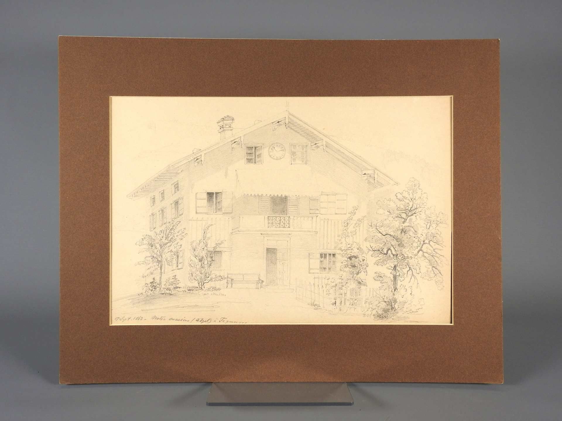 Feine Zeichnung der Tegernseer Rosenstraße Bleistift/Papier. Ansicht eines Hauses in - Image 2 of 3