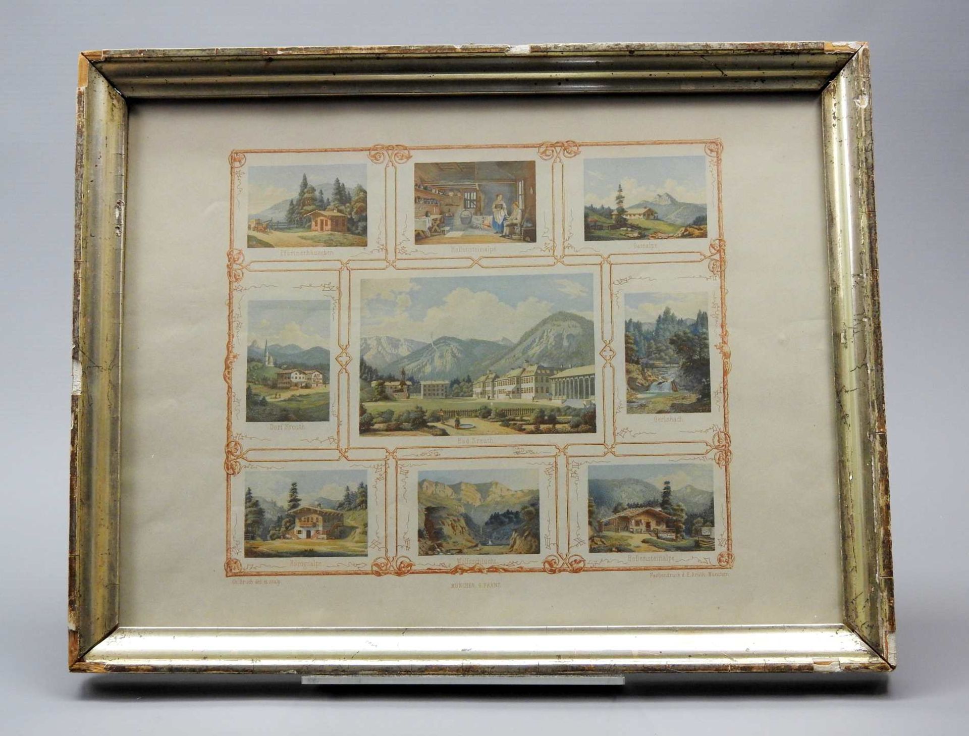 Ansichten von Wildbad Kreuth Farblithographie/Papier. 9 Lithographien verschiedener Al - Bild 2 aus 6