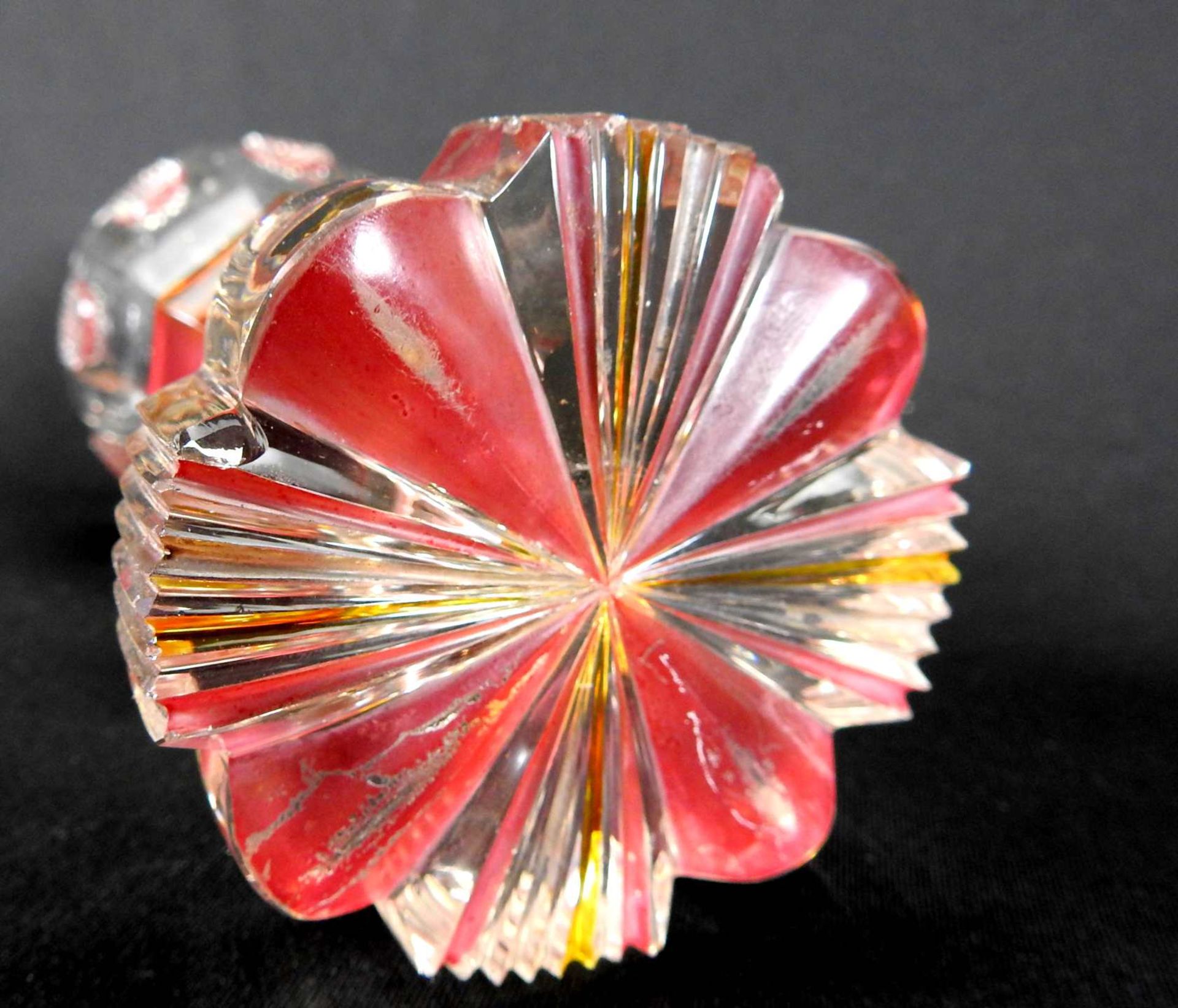 Pokal aus Kristallglas Kristallglas, farblos und teilweise rosa bemalt. Mehrpassiger W - Image 3 of 6