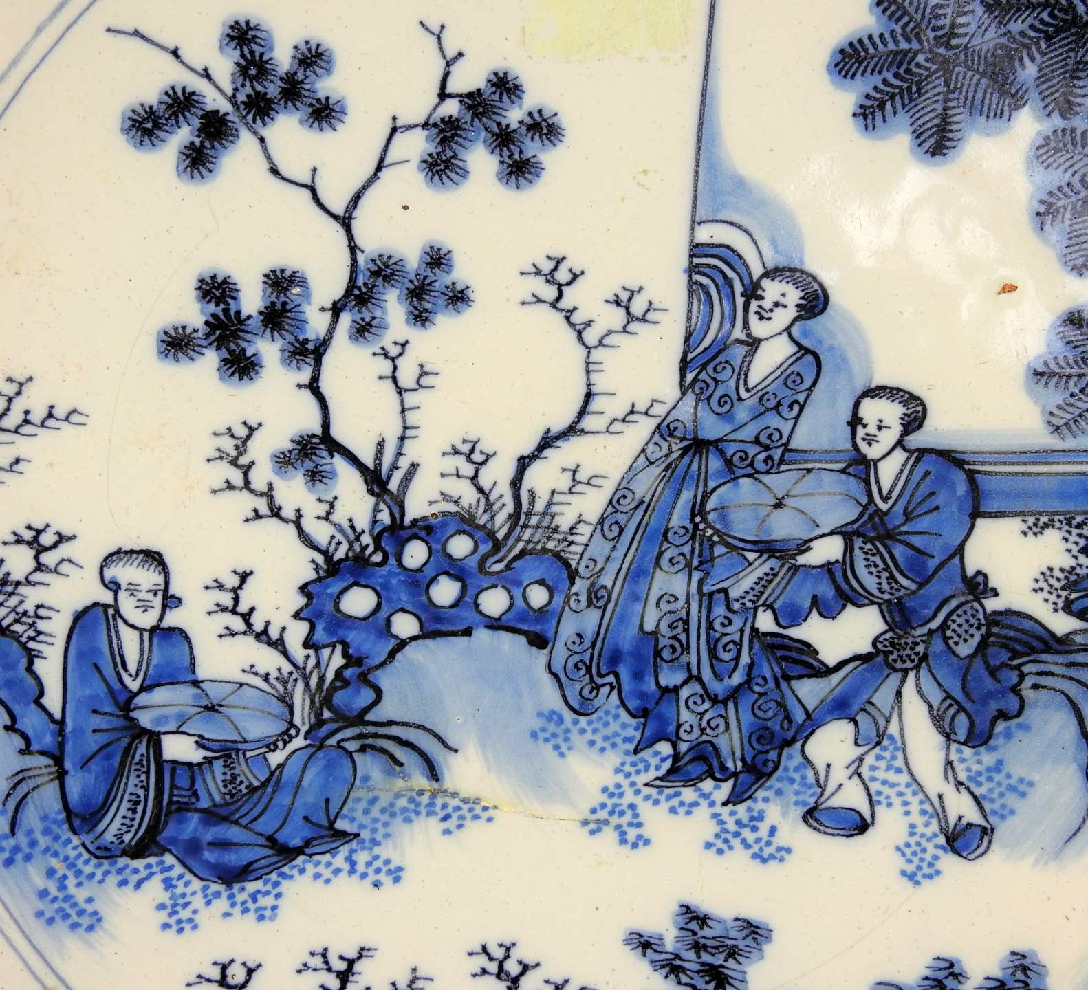 Große chinesische Schauplatte Keramik, polychrom staffiert. Tiefe, runde Schauplatte - Bild 4 aus 7