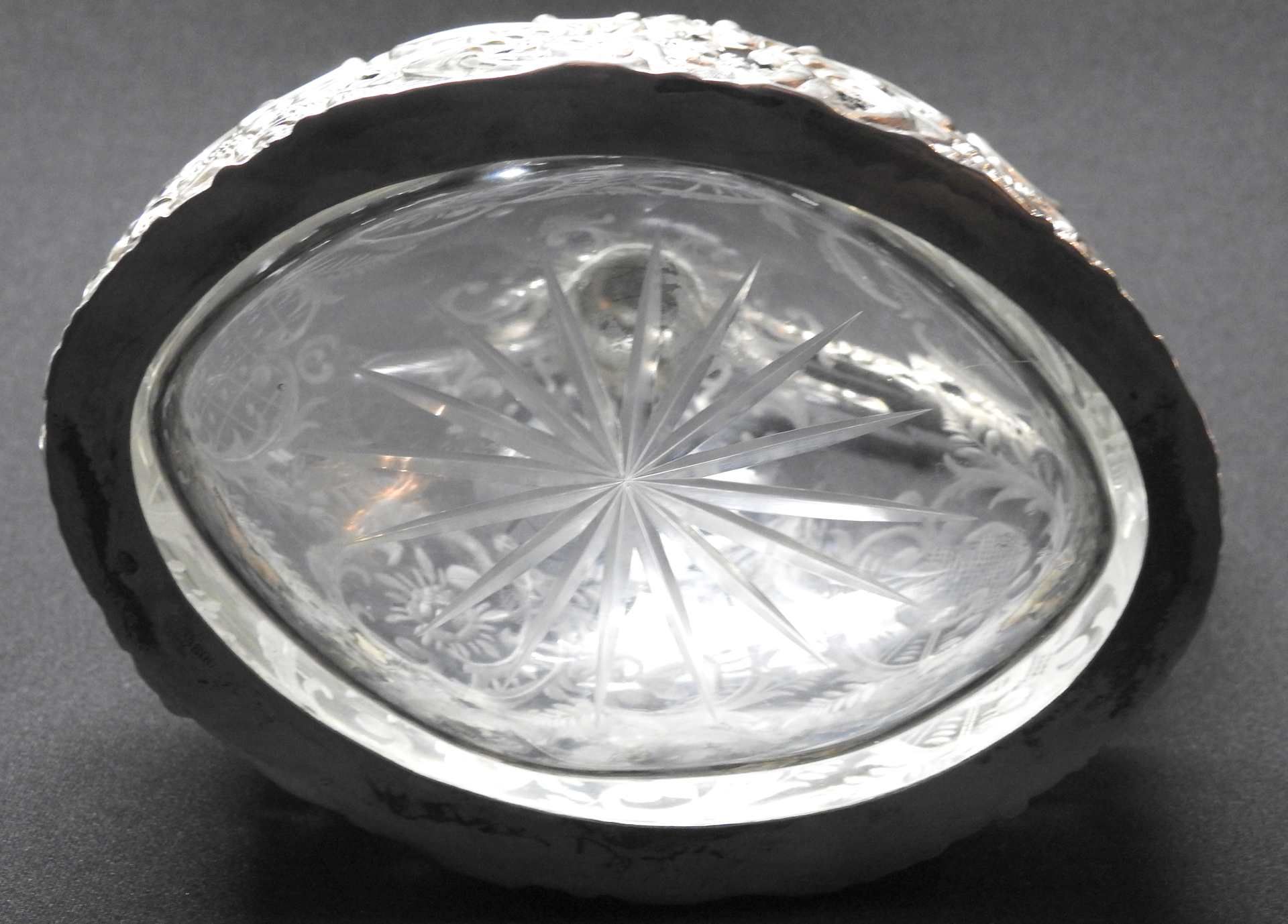 Hanauer Karaffe Glas, Silber 800, am Boden mit Feingehaltsstempel, Krone und Punze der - Image 11 of 12