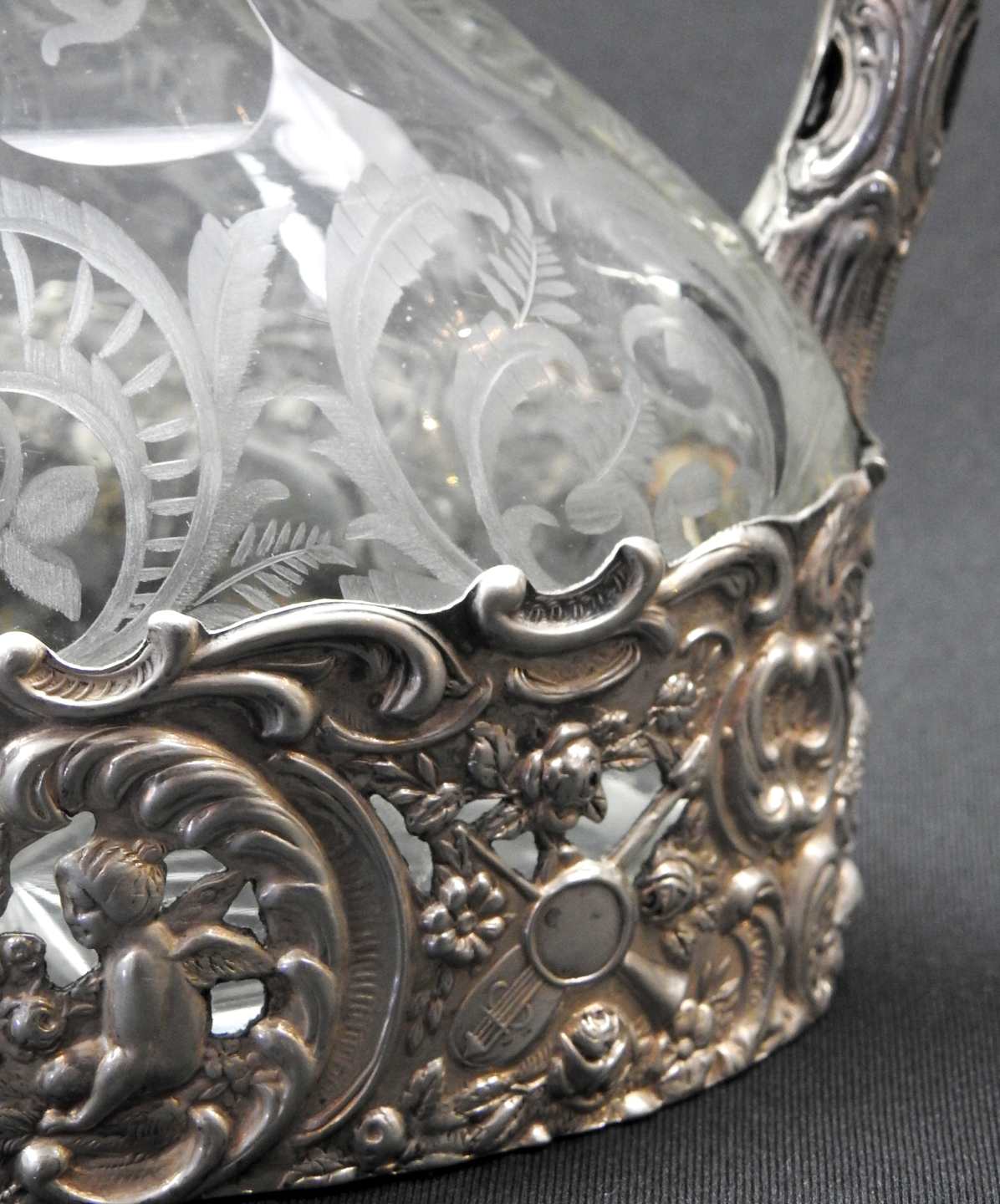 Hanauer Karaffe Glas, Silber 800, am Boden mit Feingehaltsstempel, Krone und Punze der - Image 12 of 12