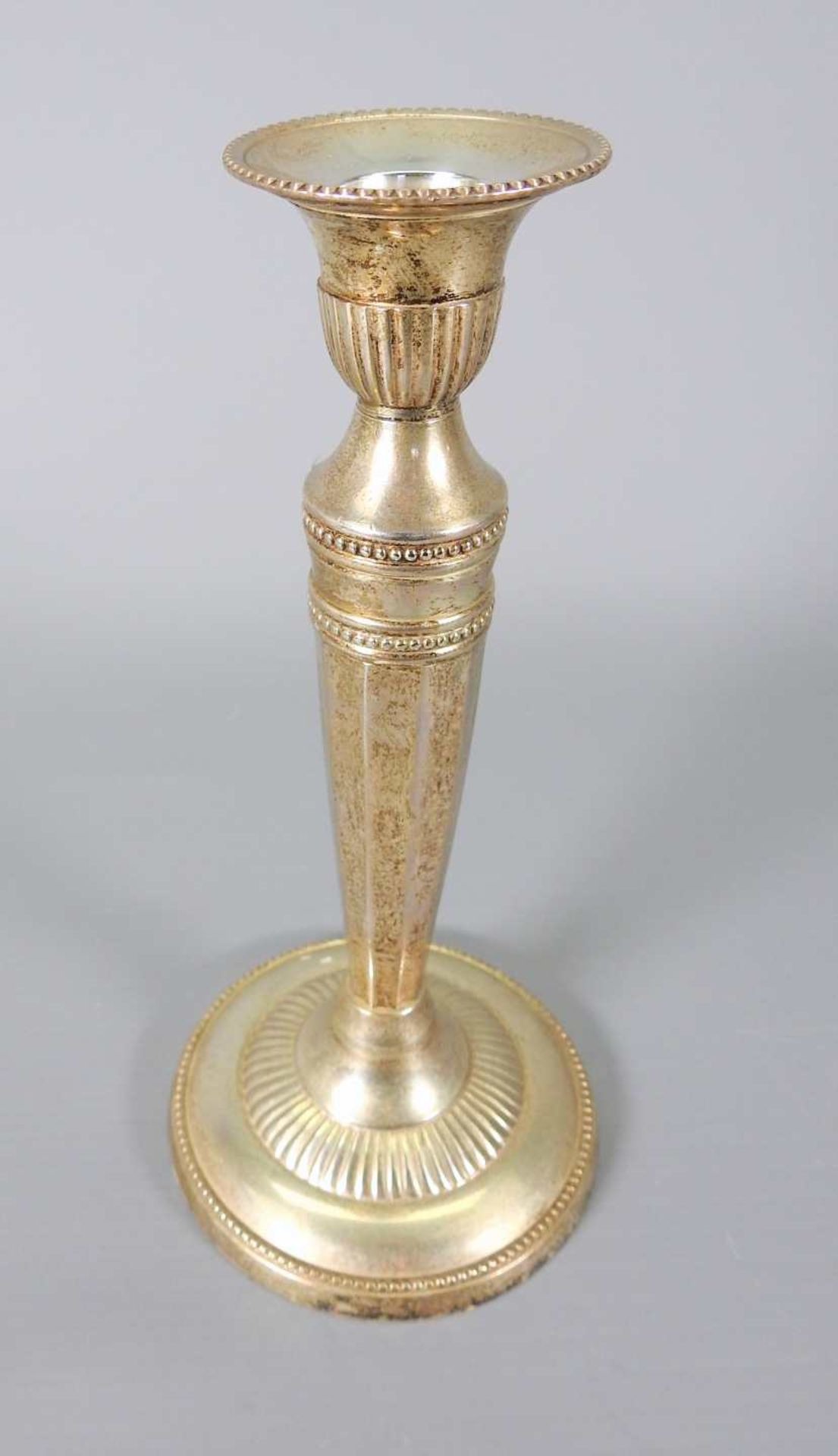 Paar elegante Kerzenleuchter Silber plated, weighted. 1-flammige runde Standleuchter m - Bild 3 aus 4