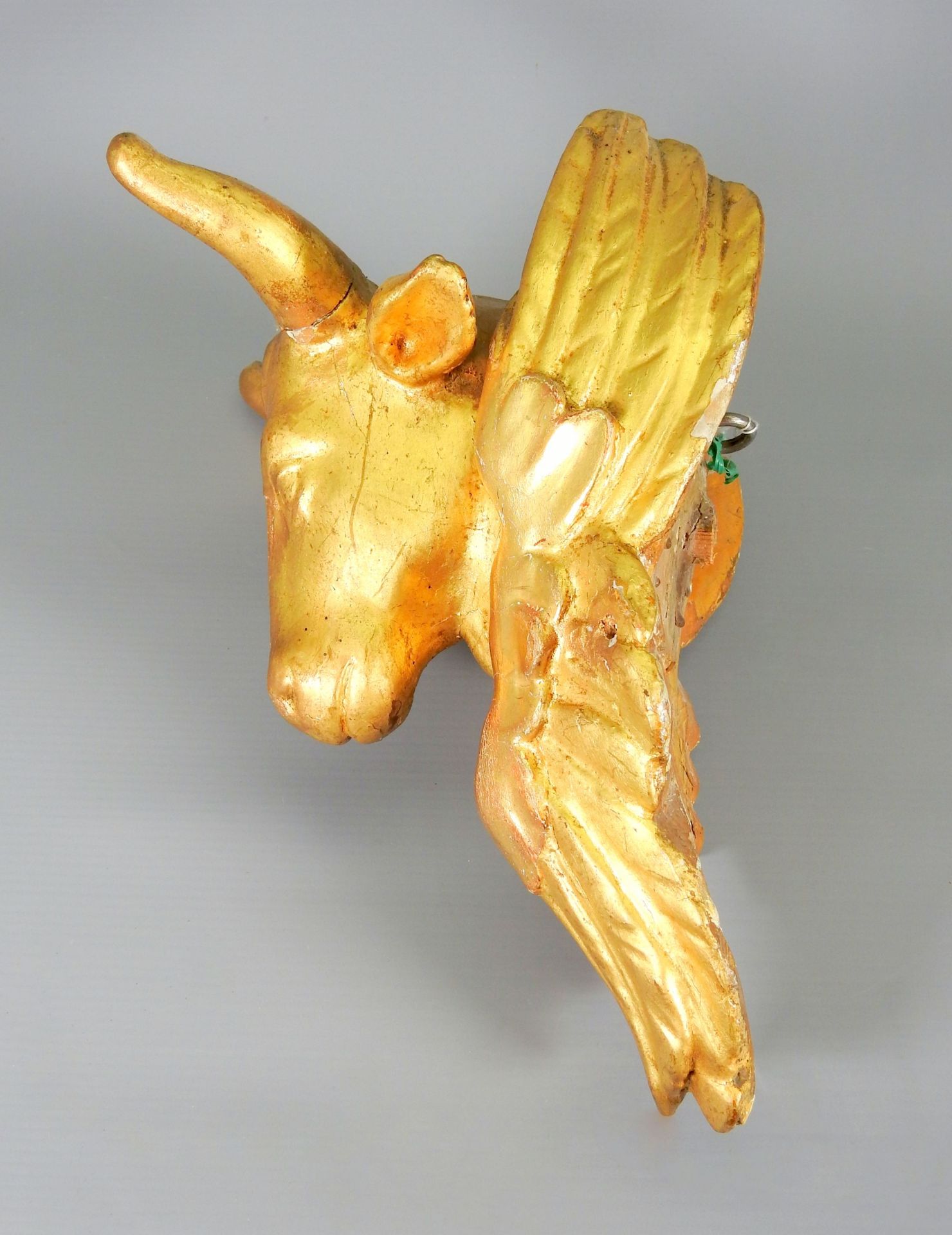 Paar Evangelisten-Symbole Holz geschnitzt, Gold gefasst. Vollplastische Darstellung de - Image 5 of 9