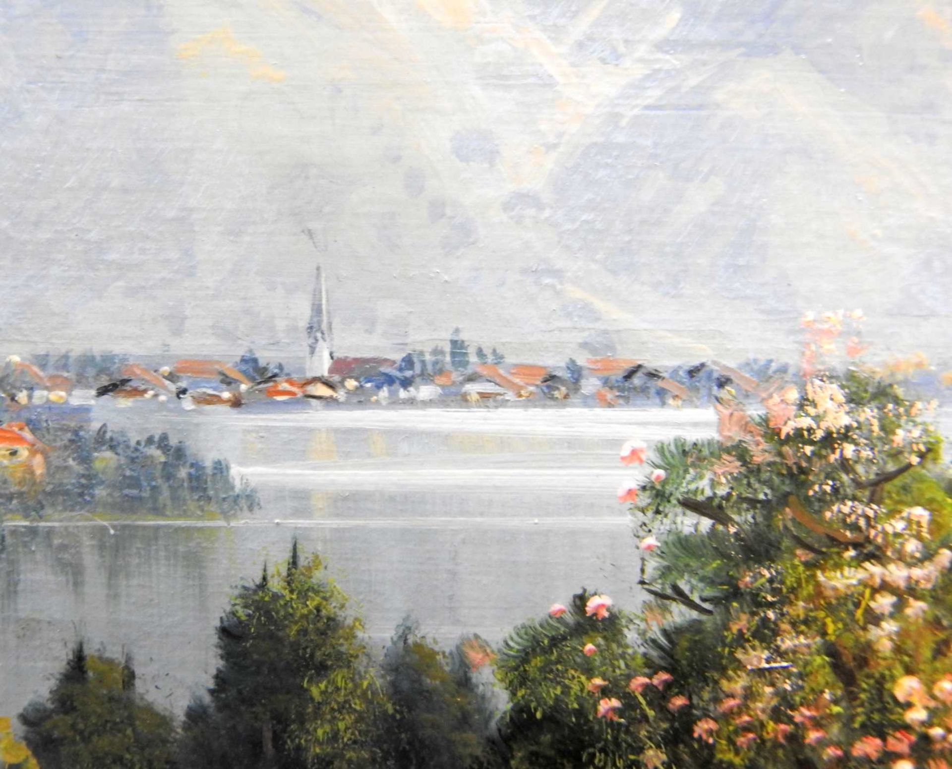 Hubert Kaplan, 1940 München Öl/Holz. Blick von Holz aus über den Tegernsee. Im Vord - Image 6 of 7