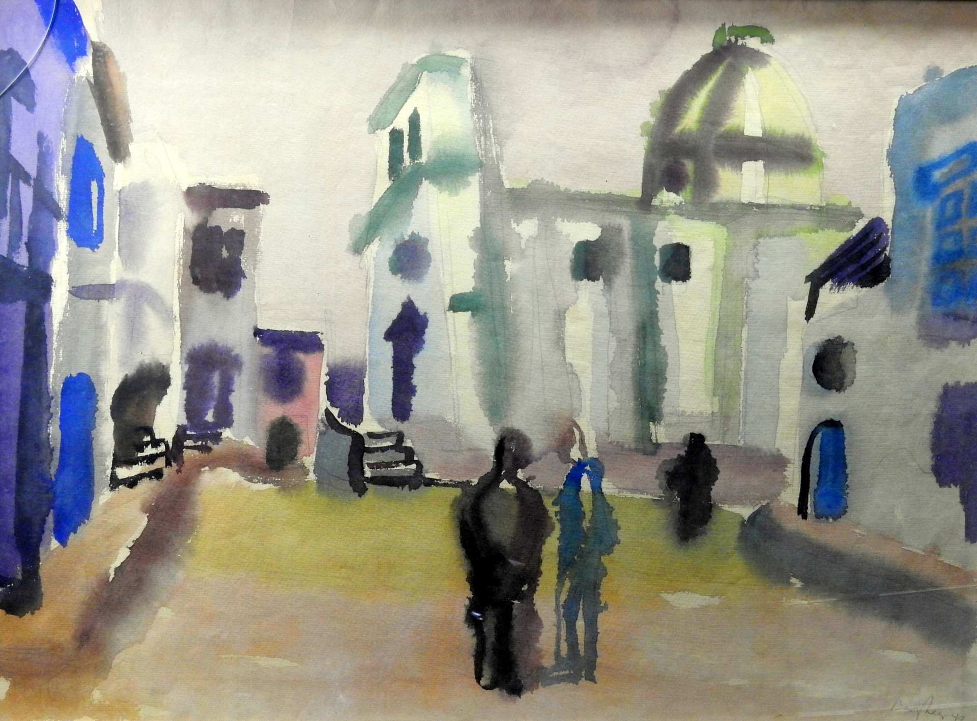 Eduard Bargheer, 1901 Hamburg - 1979 Hamburg Aquarell/Bleistift/Papier. Auf dem Kirche