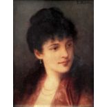 Ernst Anders, 1845 Magdeburg - 1911 Mölln Öl/Holz. Anmutiges Portrait einer Dame vor