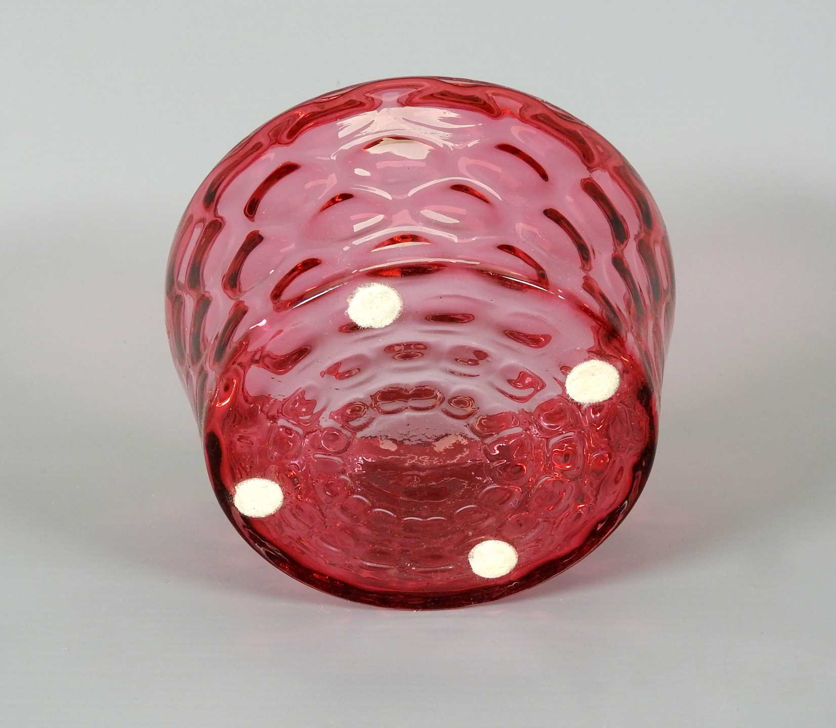 Stilvolle Bonboniere Magenta Glasgefäß, in reliefierten Kreisen geblasen. Reich verz - Image 3 of 3