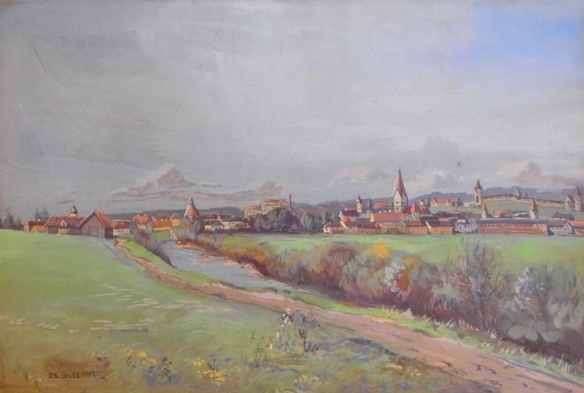 Ludwig Grieb, 1884 München – 1945 ebenda Aquarell/Papier. Weitläufige Ansicht von