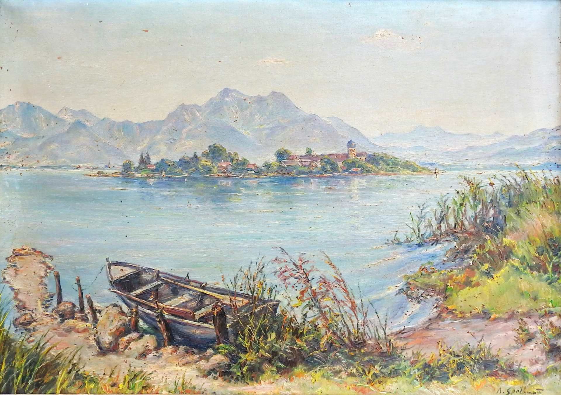 Albert Spethmann, 1894 Altona – 1986 Berlin Öl/Leinwand. Sommertag am Chiemsee. Spe