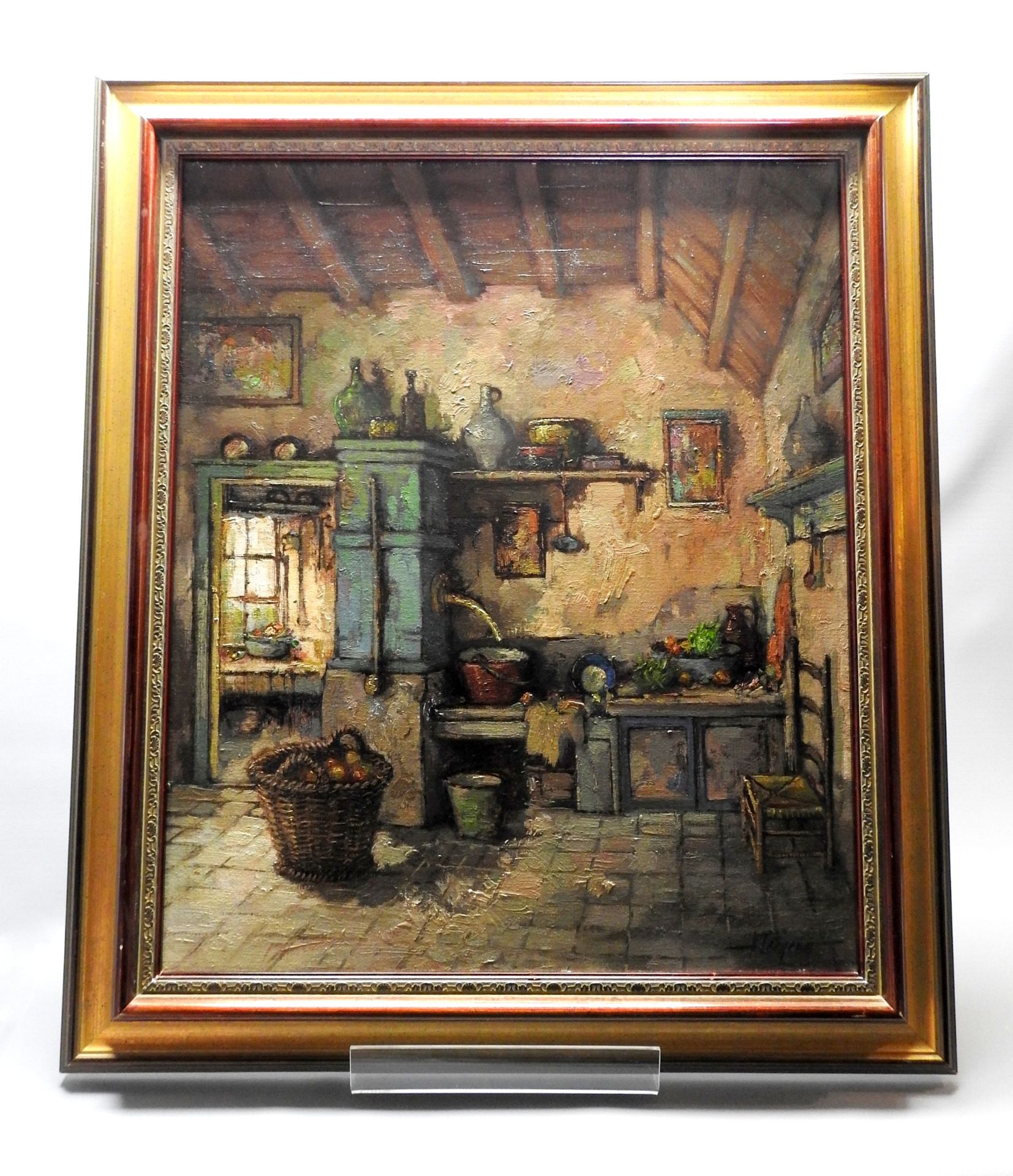 Harry Zeegers, 1929 Oss Öl/Leinwand. Farbenfrohes impressionistisches Kücheninterieu - Bild 2 aus 4