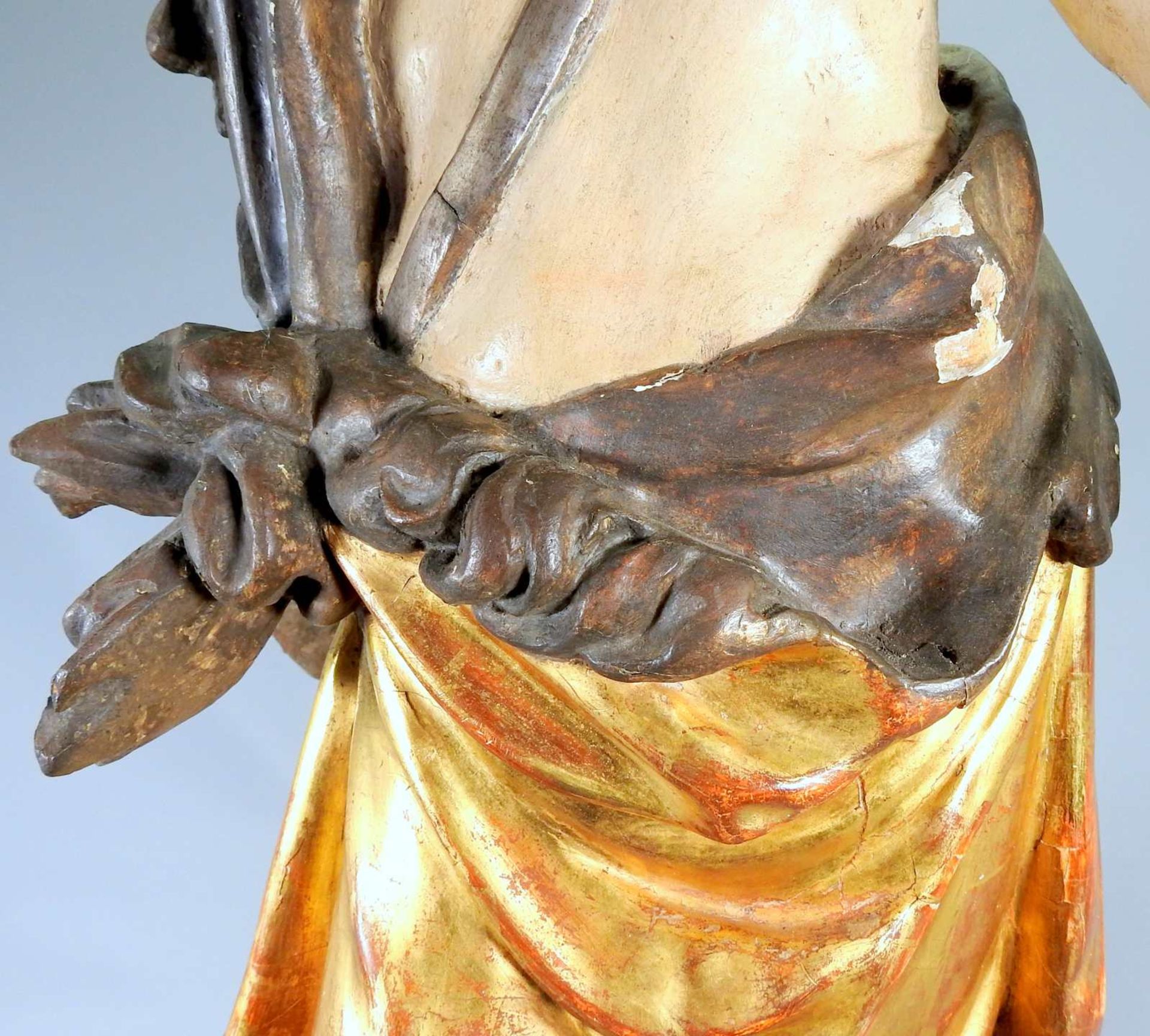 Heiliger Johannes der Täufer Holz geschnitzt, polychrom gefasst und goldstaffiert. Fi - Image 6 of 8