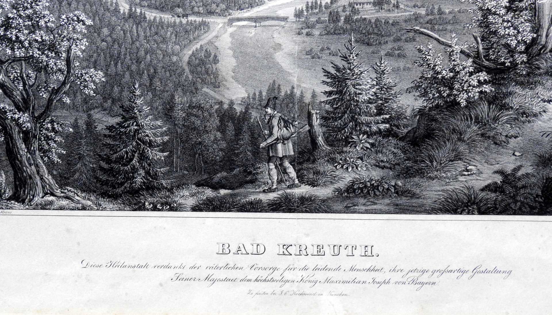 Gustav Kraus, 1804 Passau – 1852 München Lithographie/Papier. Blick von einer Anhö - Image 4 of 5