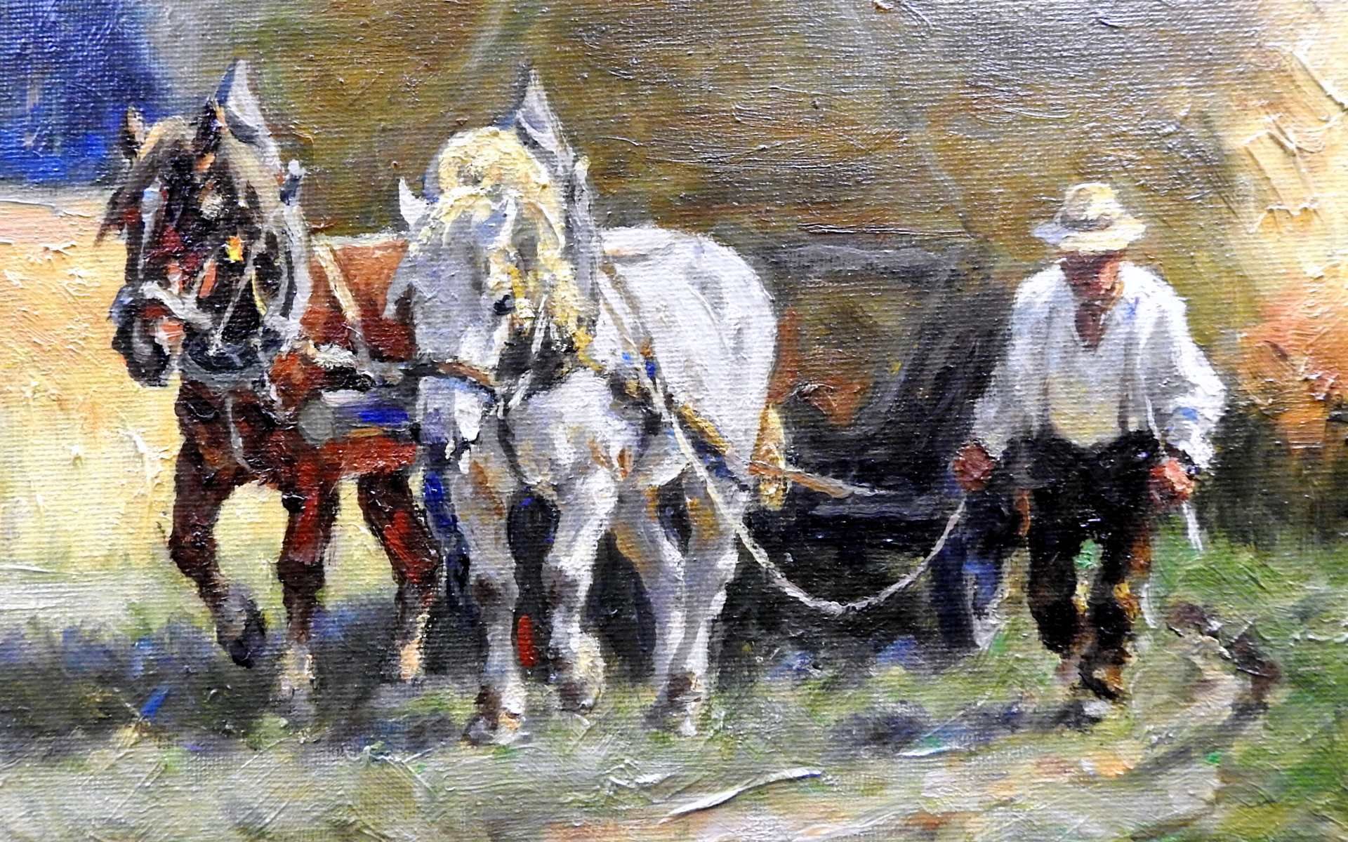 Karl Demetz, 1909 Trossingen – 1986 Apfelstetten Öl/Leinwand. Kornernte auf der Sch - Bild 4 aus 5