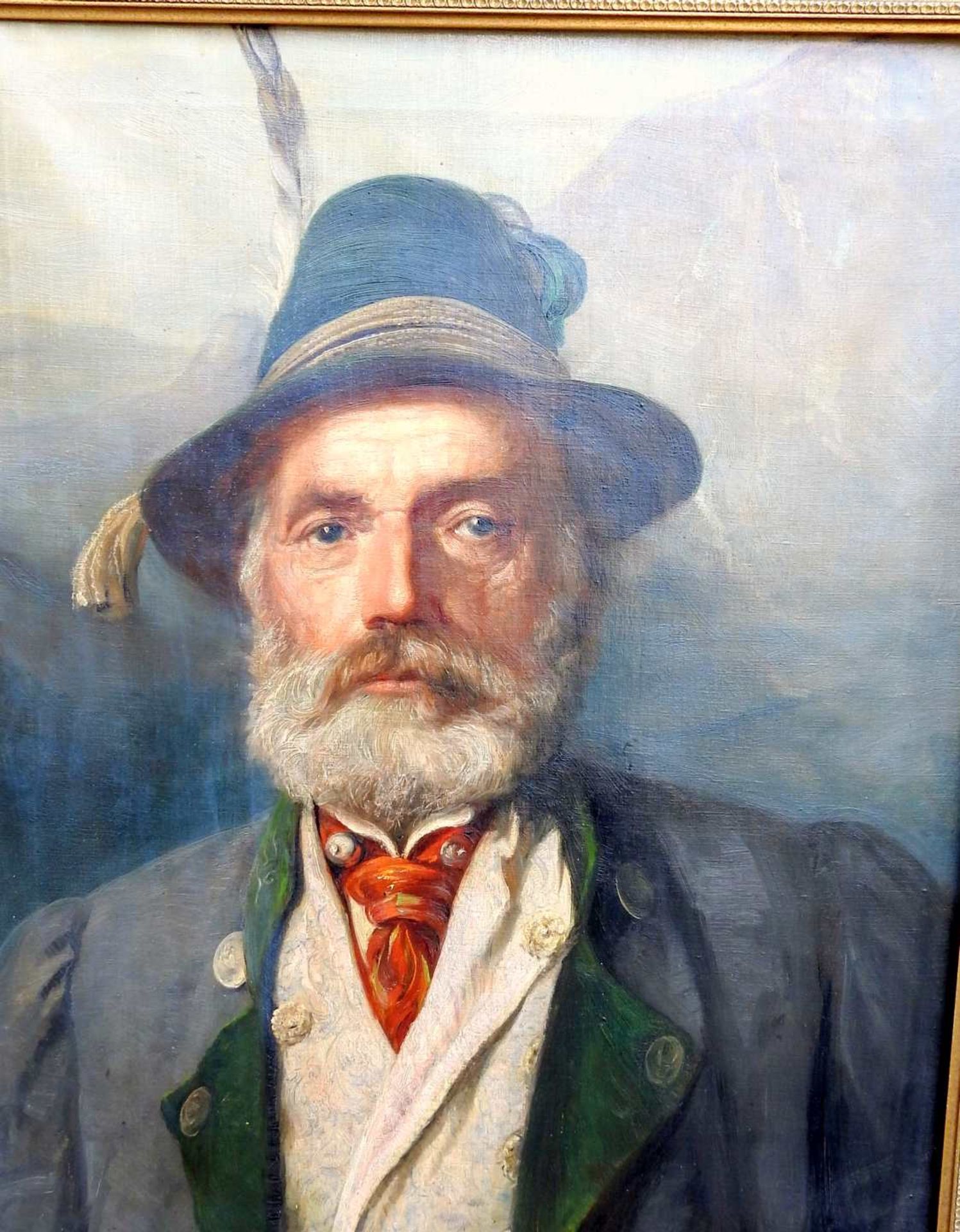 Paul Wagner, 1864 – tätig in Bayern Öl/Leinwand. Frontales Portrait eines Jägers - Bild 4 aus 6