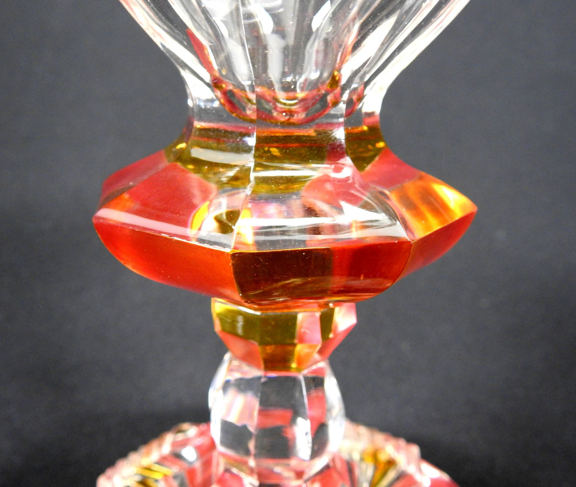 Pokal aus Kristallglas Kristallglas, farblos und teilweise rosa bemalt. Mehrpassiger W - Image 4 of 6