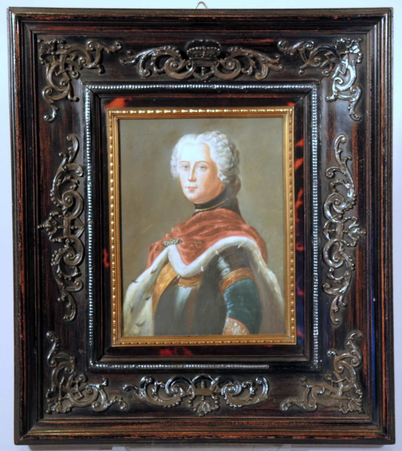 Miniaturporträt von Friedrich II. von Preußen Öl/Elfenbein. Miniaturporträt von Fr