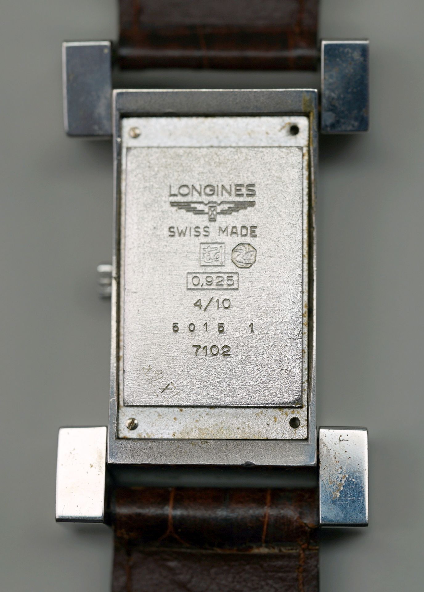 Longines, Armbanduhr Sterling Silber 925. Rückseite mit "5015 1" und "7102" nummerier - Image 3 of 3