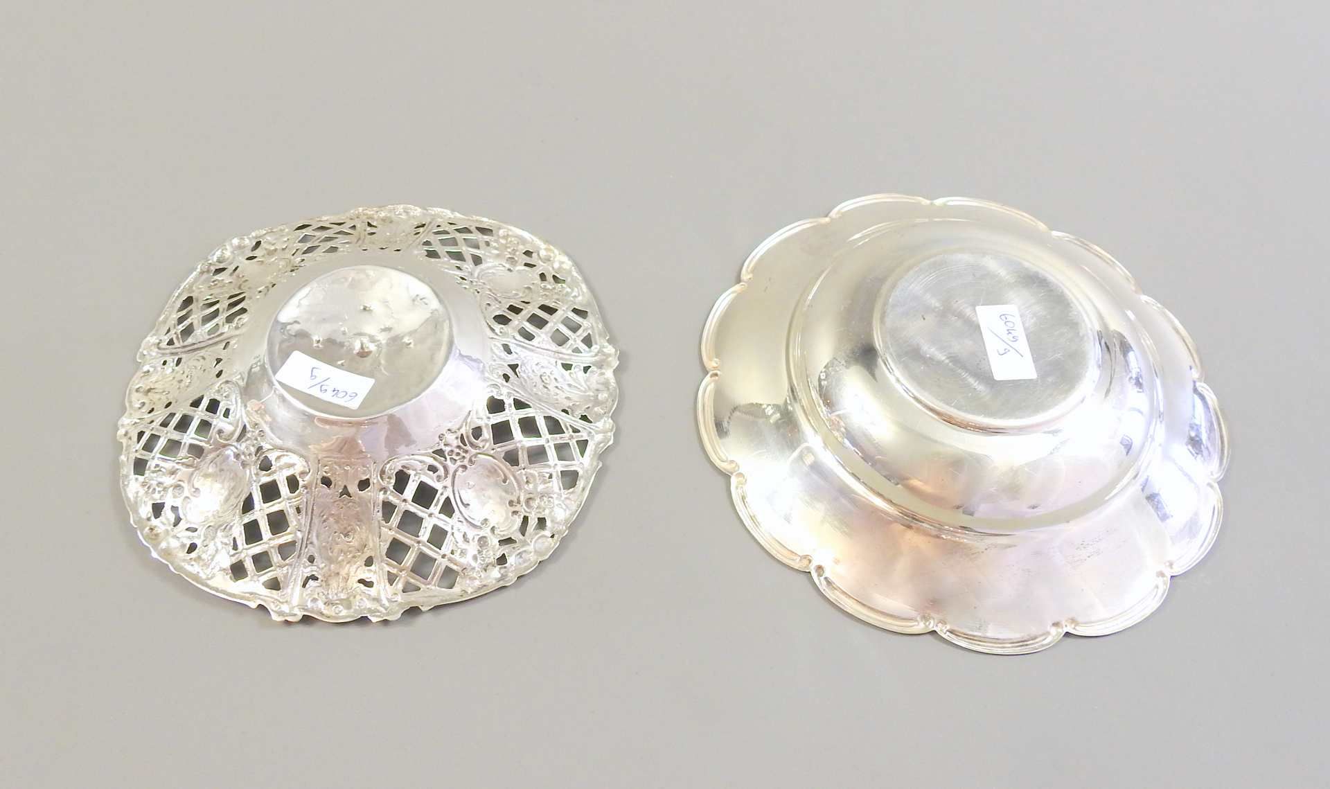 Paar kleine Anbietschalen Silber 800, kleine glattwandige Schale mit gewelltem Rand, a - Image 3 of 4