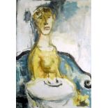 Walther Krzywicki, 1911 Berlin Öl/Leinwand. Sitzende Frau im Café. Müde und erschö