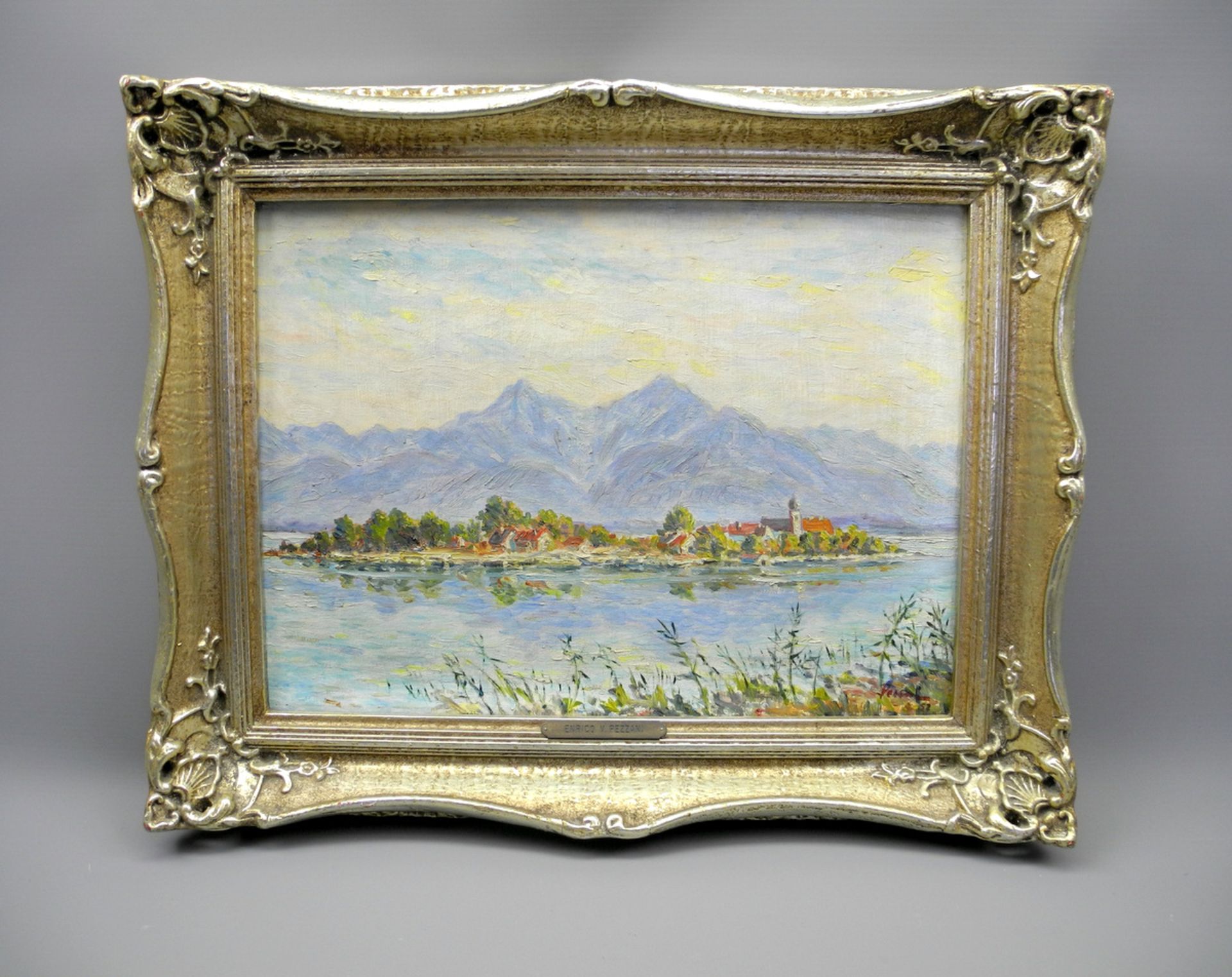 Enrico v. Pezzani Öl/Leinwand. Die Fraueninsel am Chiemsee. Rechts unten signiert, a - Image 2 of 2