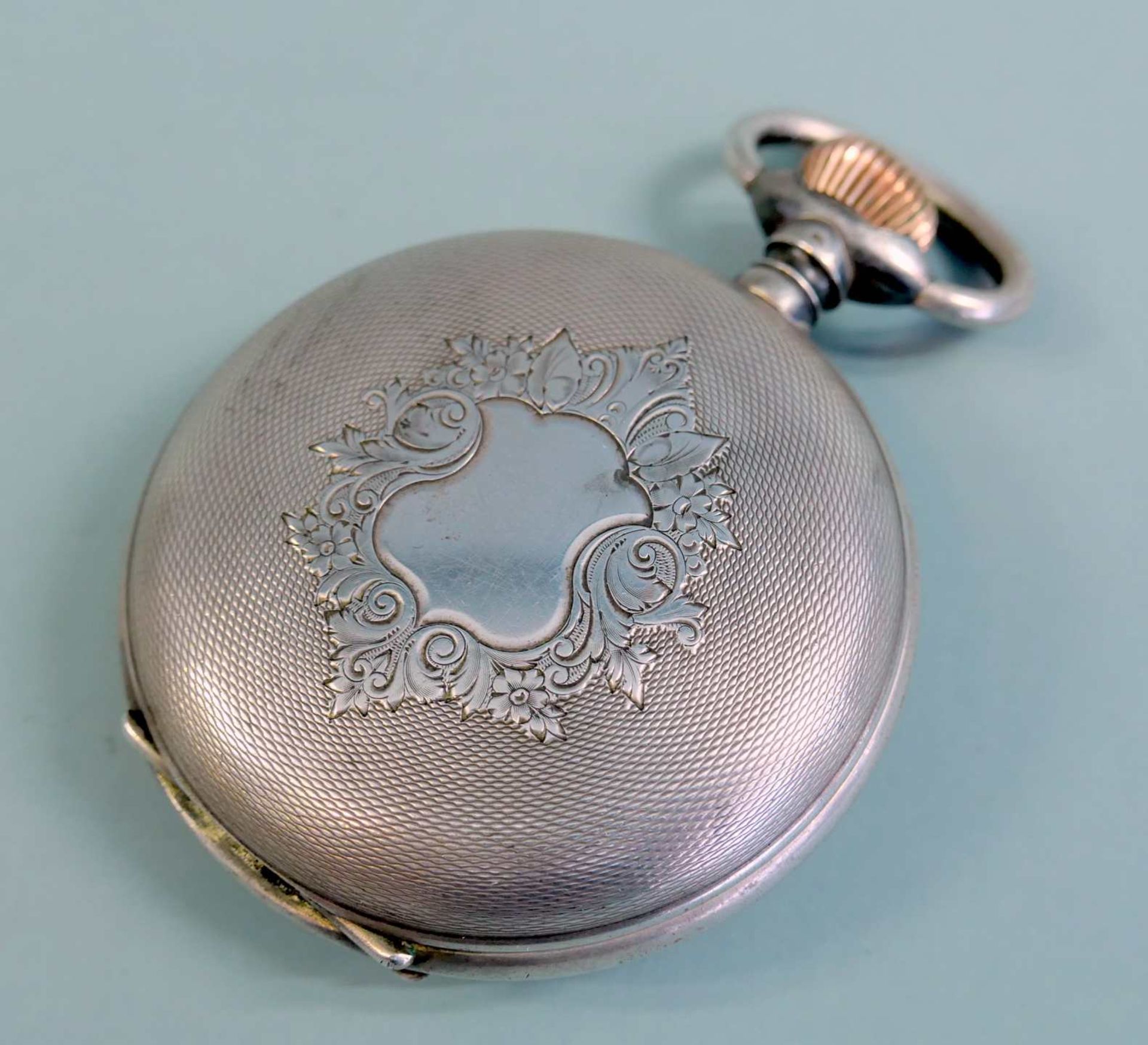 Taschenuhr Vollkalender Silber 800. Außergewöhnlich große Taschenuhr mit Sprungdeck - Image 5 of 5