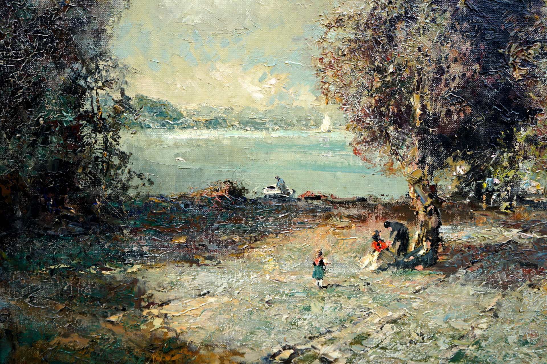 Ludwig Gschossmann, 1913 München - 1988 Tegernsee Öl/Leinwand. Ansicht eines Parks i - Image 4 of 6