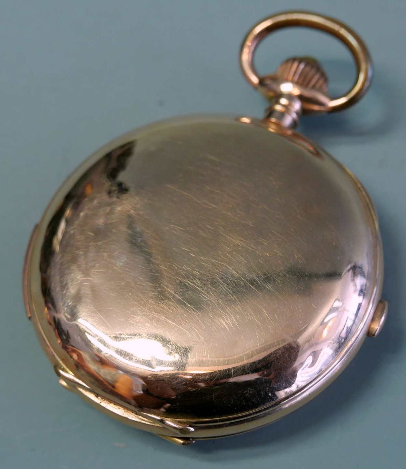 Taschenuhr mit Stoppfunktion 14 K Gold. Taschenuhr "Union Horlogère" mit Stoppfunktio - Image 5 of 5