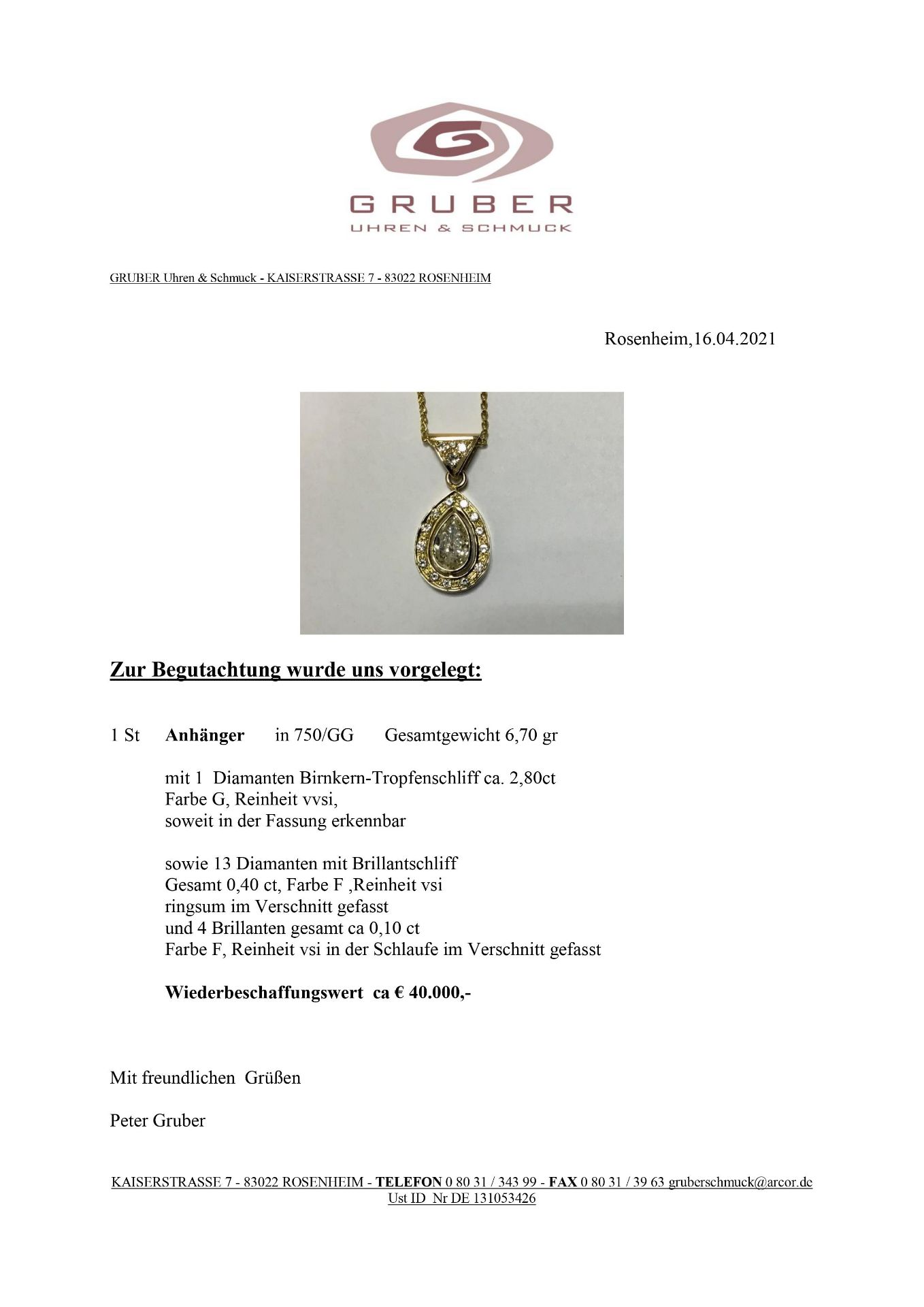 Exquisiter Diamantanhänger - Image 3 of 8