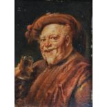 Öl/Hartfaserplatte. Portrait eines Wein trinkenden, fröhlichen Mannes in der Art von Eduard von