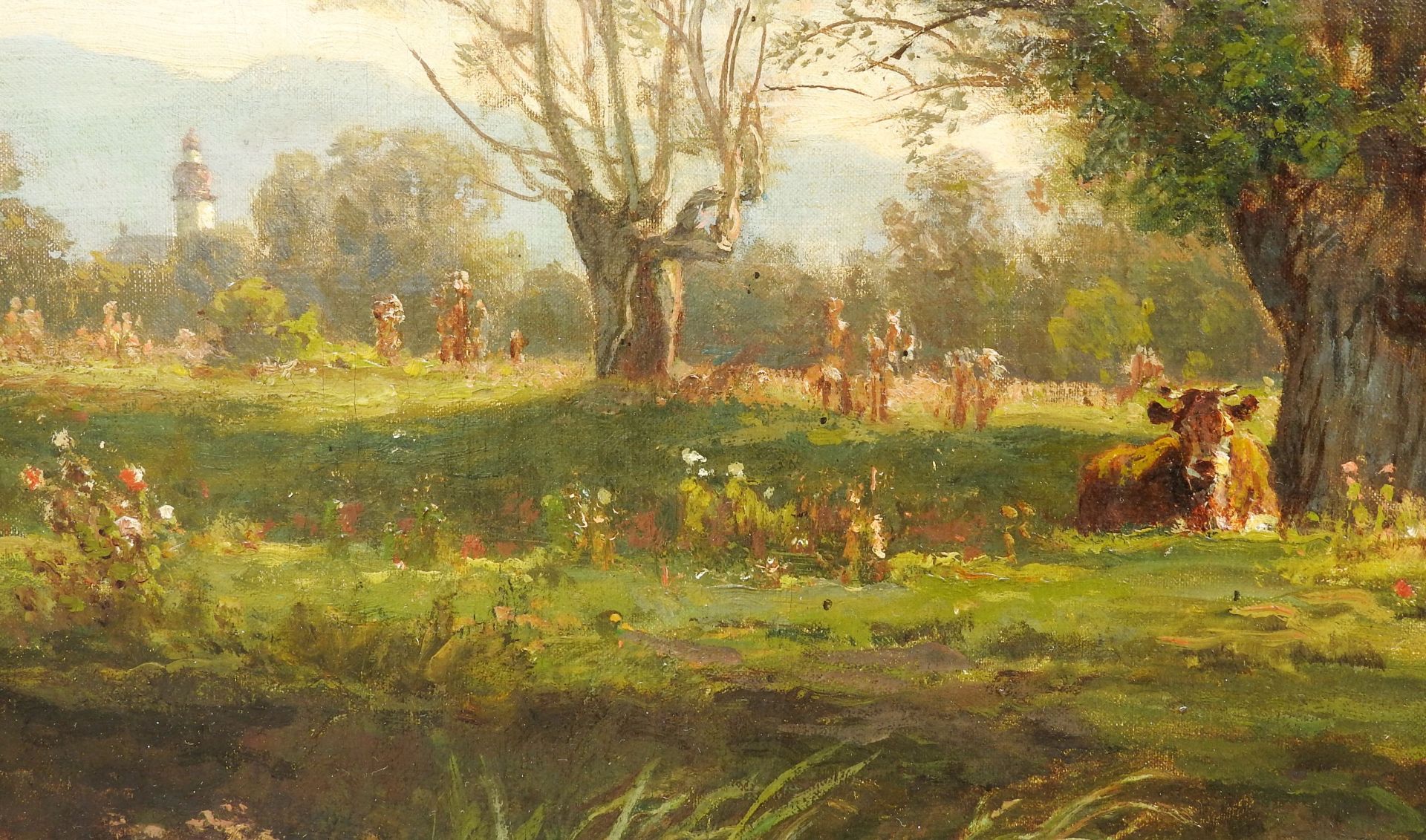 Öl/Leinwand. Landschaft mit weidenden Kühen. In den späten Schaffensjahren malte Kühling - Image 4 of 8