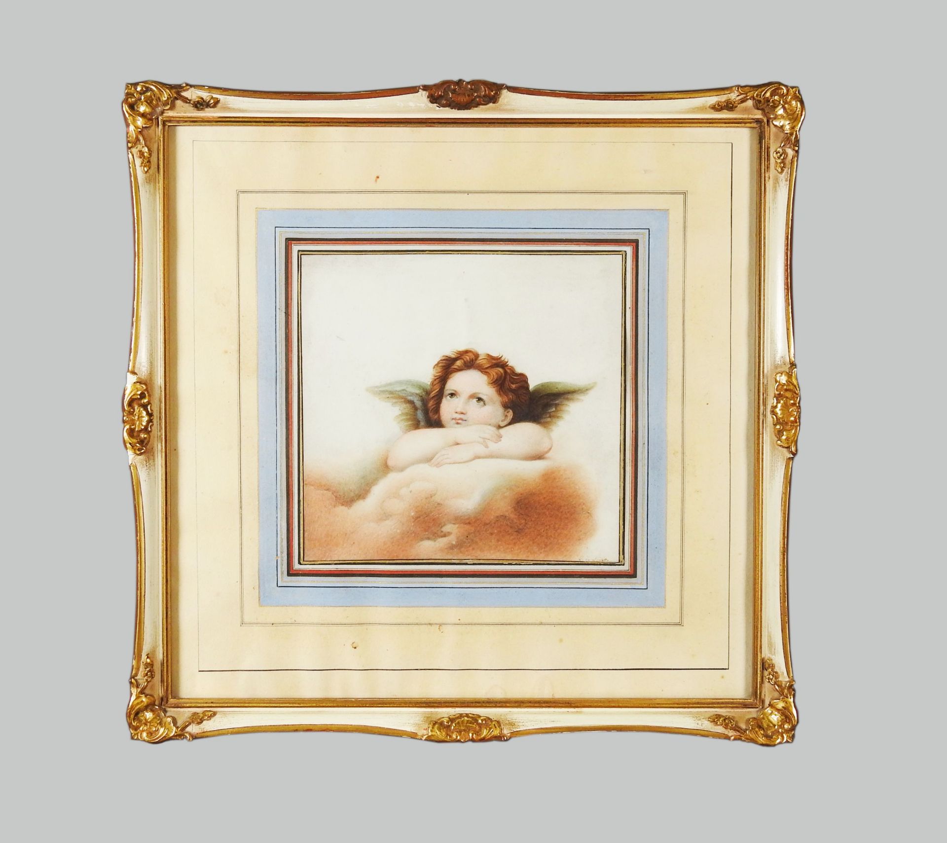 Aquarell/Bleistift/Papier. Bildnis eines Putti, nach Raffaels Engel aus dem Gemälde der Sixtinischen - Image 3 of 5
