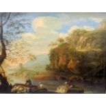 Altmeisterliches Gemälde mit Fischern und Wanderern